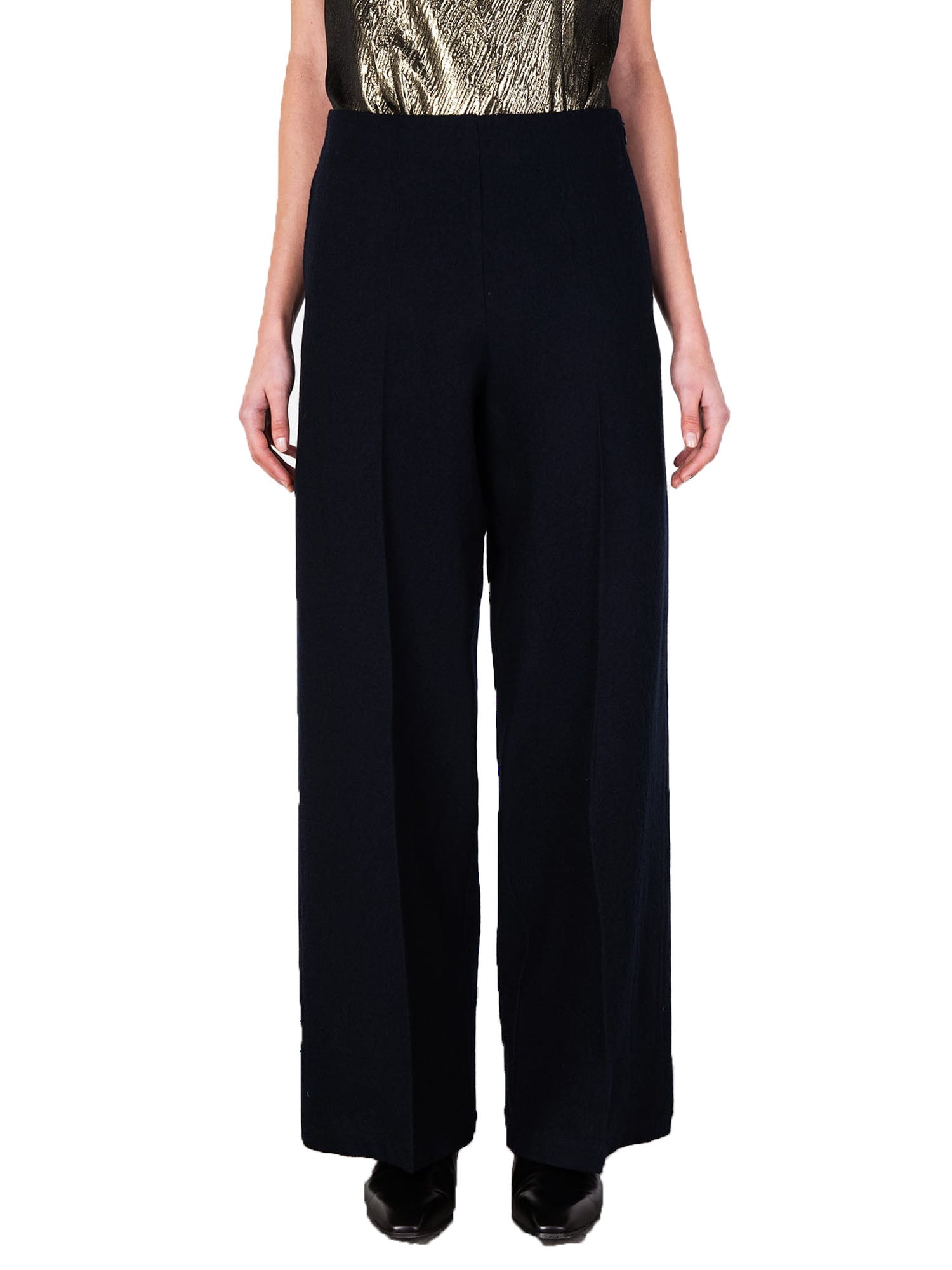 Alysi Pantalone Soft Wool Palazzo Blu