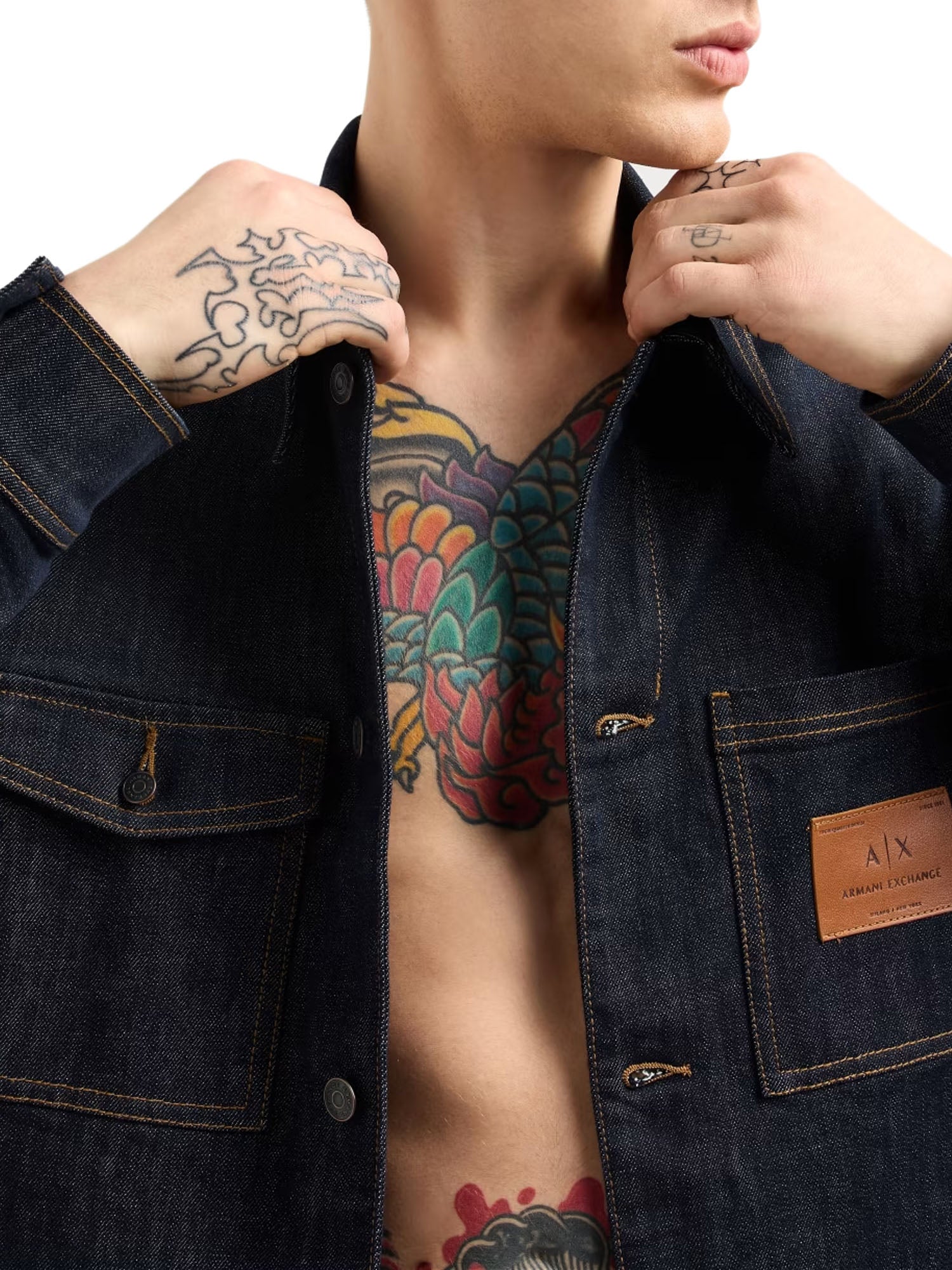 Armani Exchange-Giacca Denim Logo Patch-