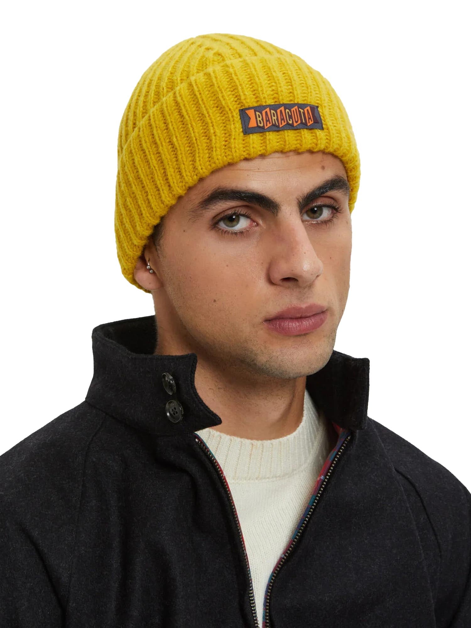 Baracuta Cappello a coste a maglia inglese Shetland Giallo