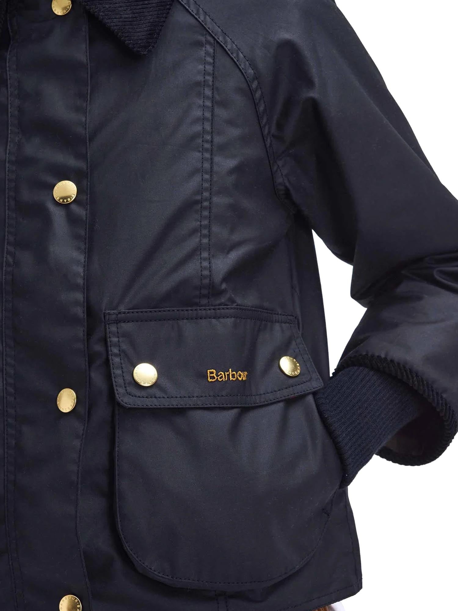 Barbour Giacca cerata Beadnell dal taglio crop Nero