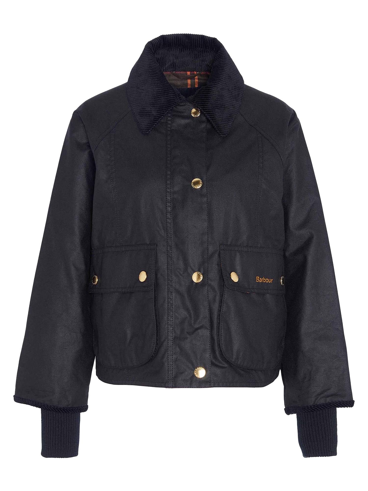 Barbour Giacca cerata Beadnell dal taglio crop Nero