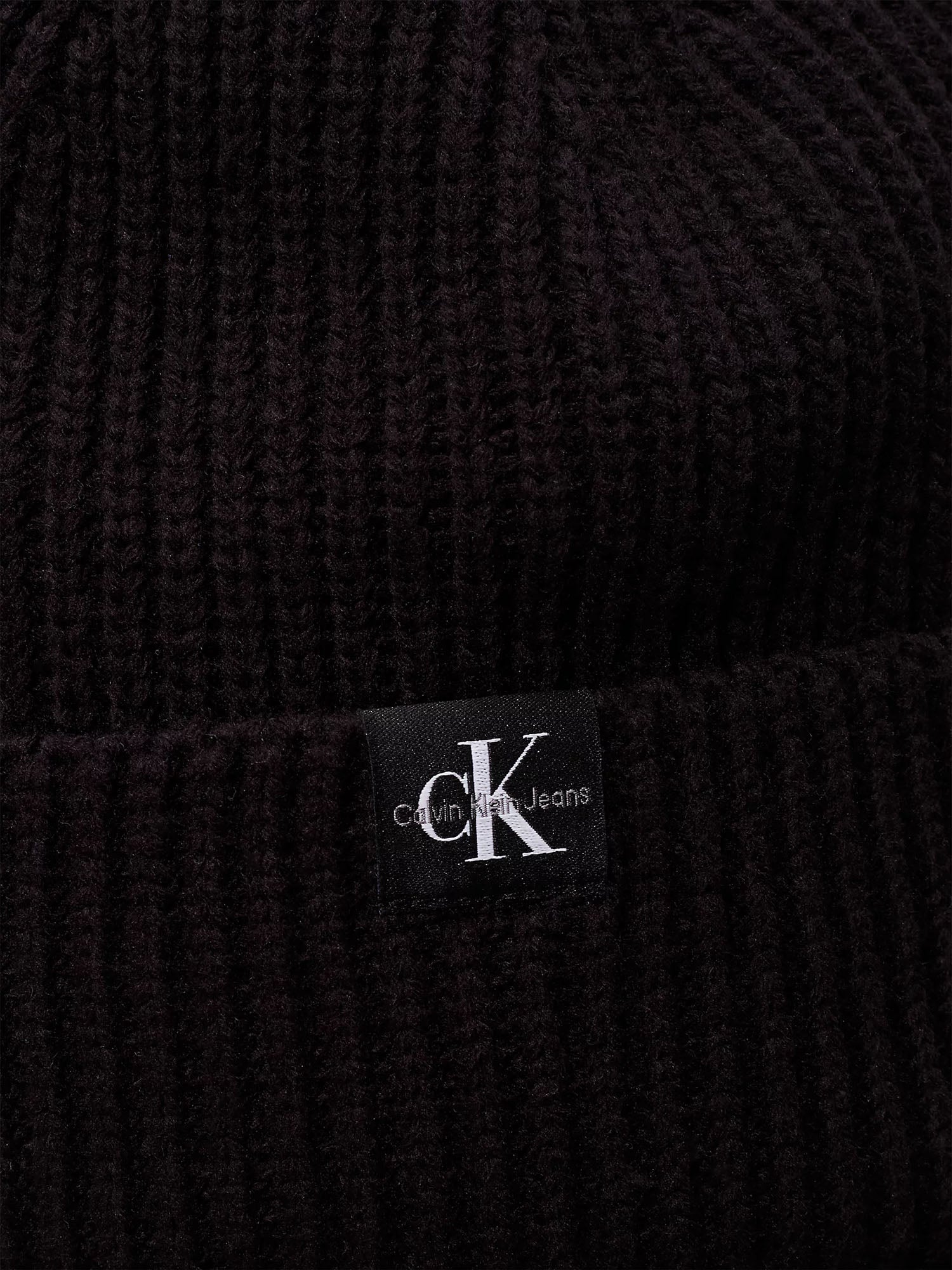 Calvin Klein Monogram Rib Beanie bambino Nero