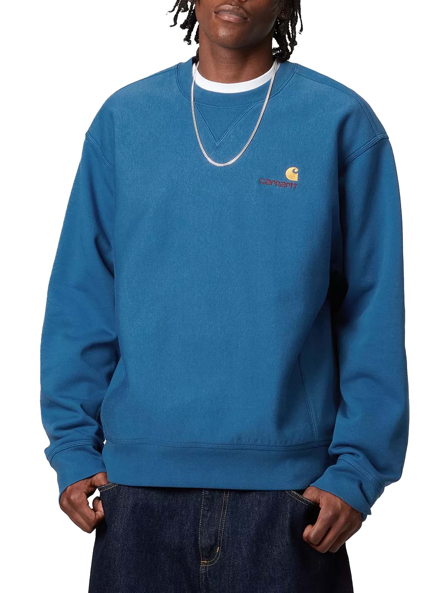 Carhartt Wip American Script Sweatshirt Blu