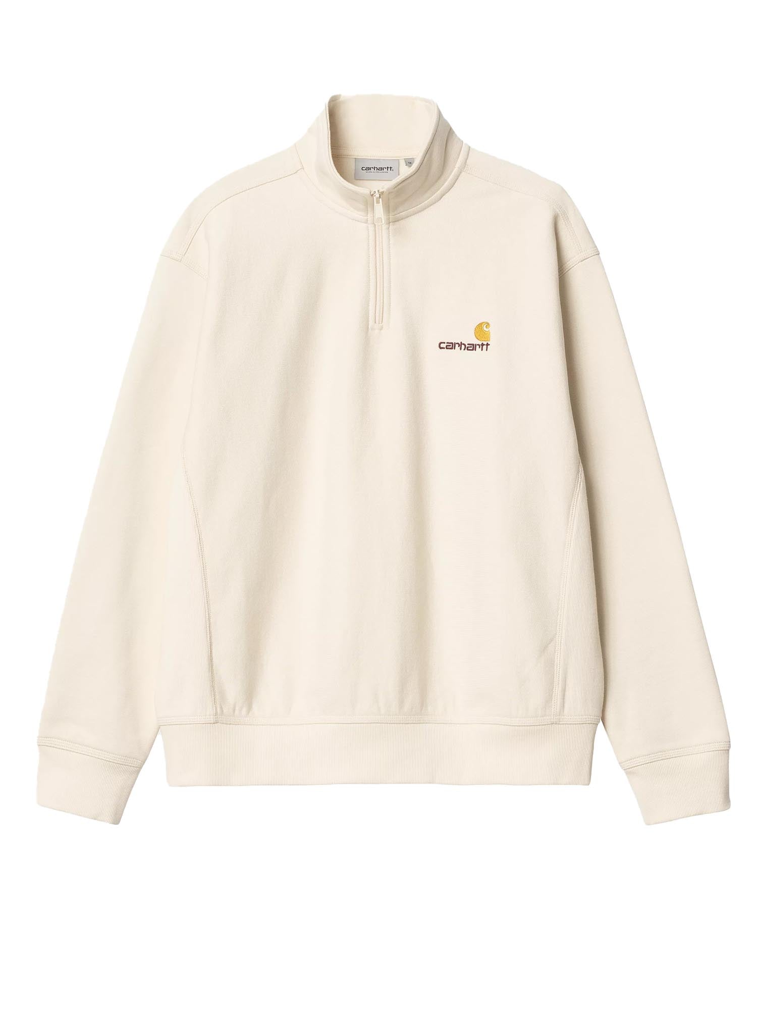 Carhartt Wip Half Zip American Script Sweatshirt Bianco