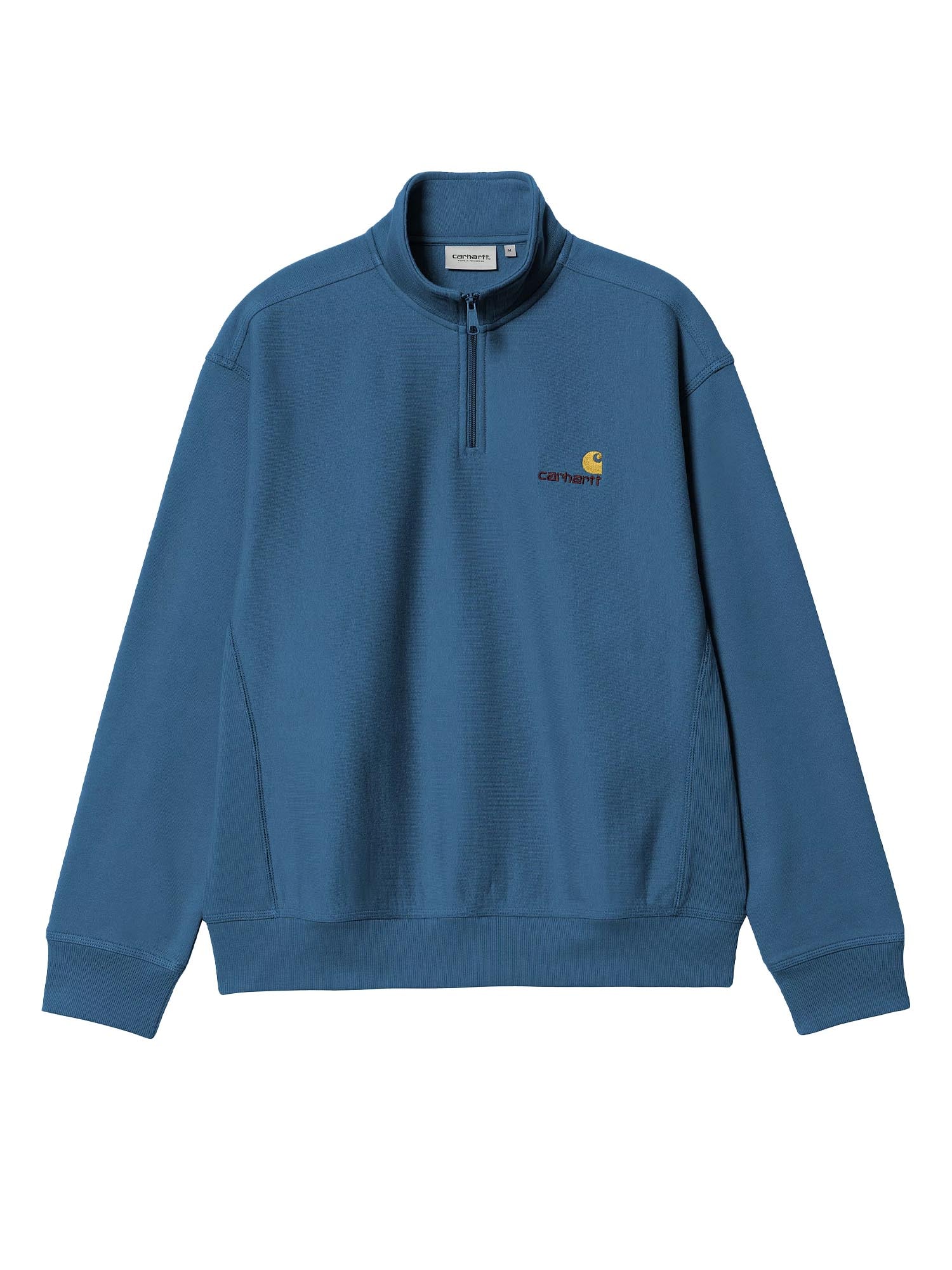 Carhartt Wip Half Zip American Script Sweatshirt Blu