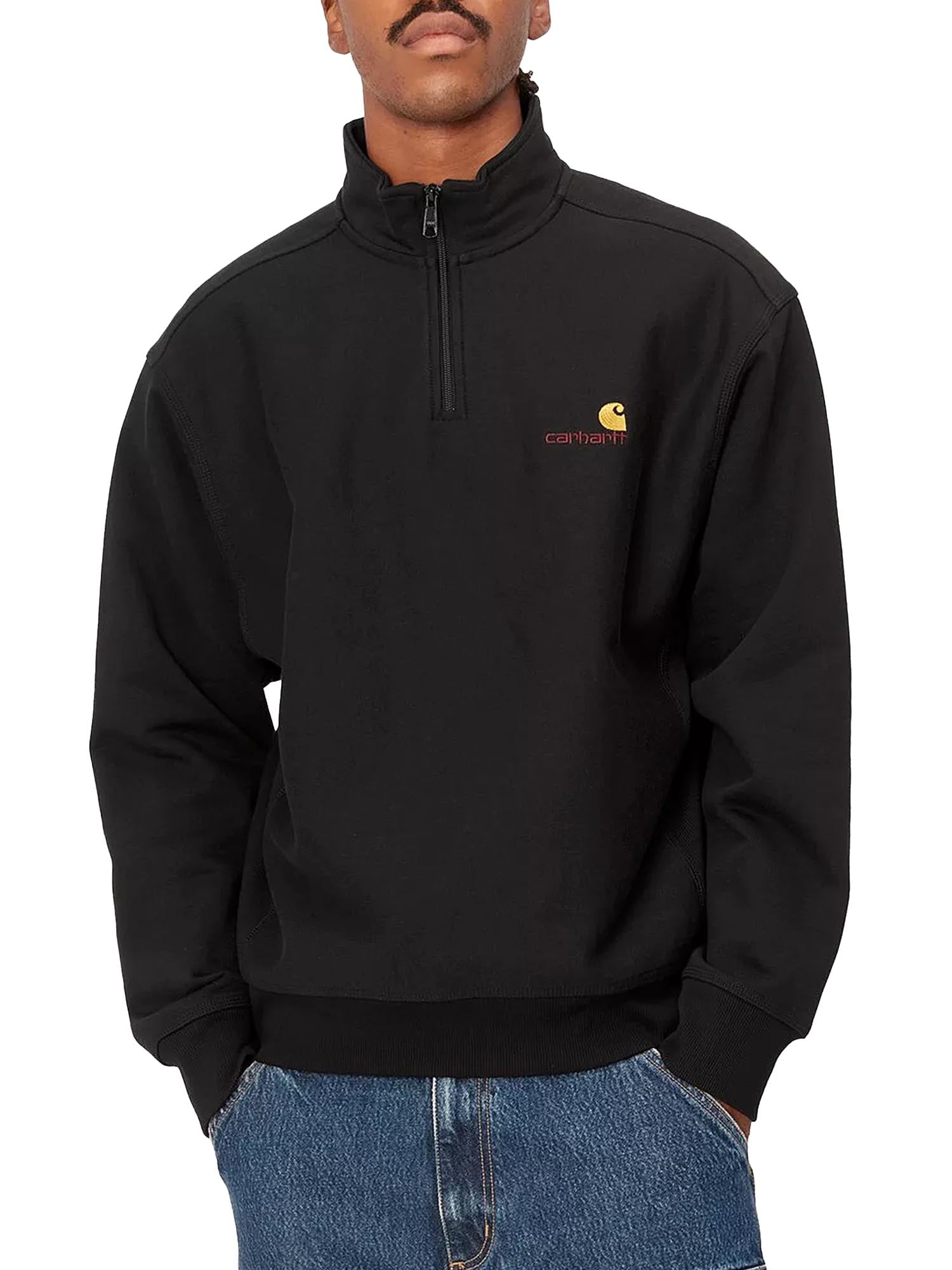 Carhartt Wip Half Zip American Script Sweatshirt Nero