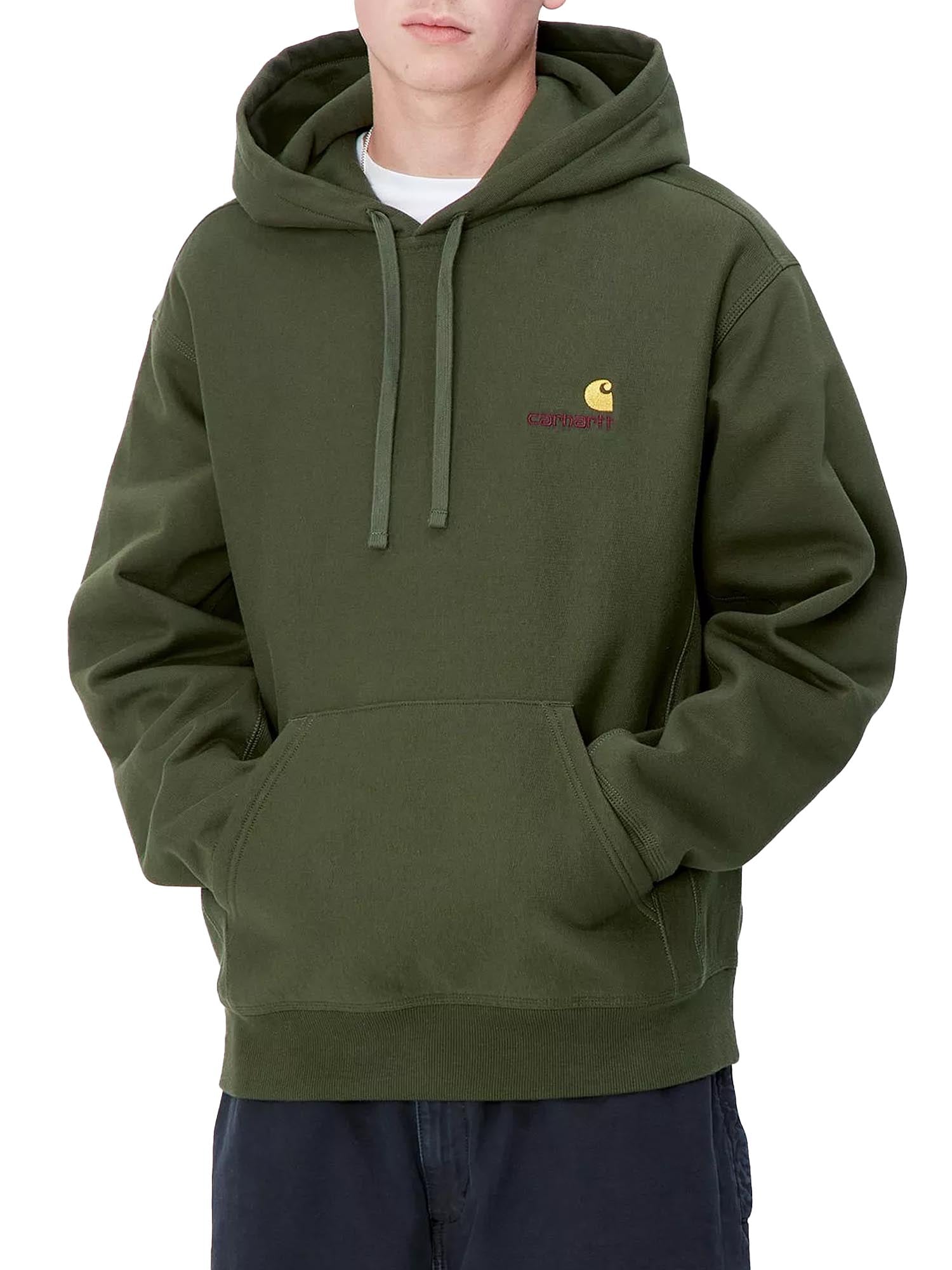 Carhartt Wip Hooded American Script Sweatshirt Verde