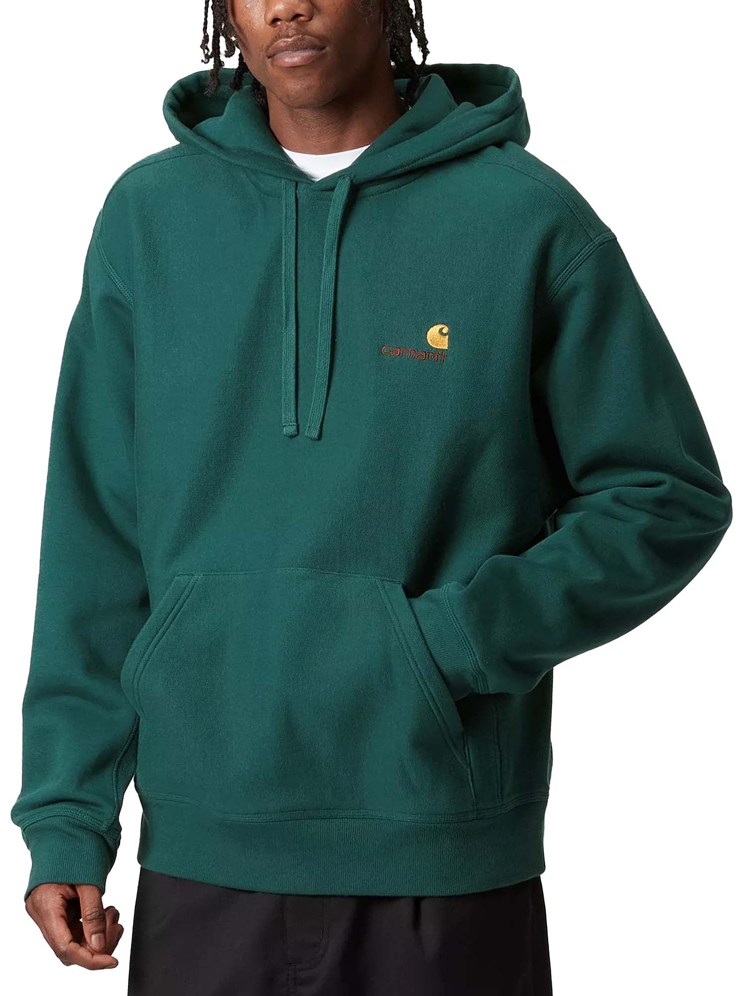 Carhartt Wip Hooded American Script Sweatshirt Verde