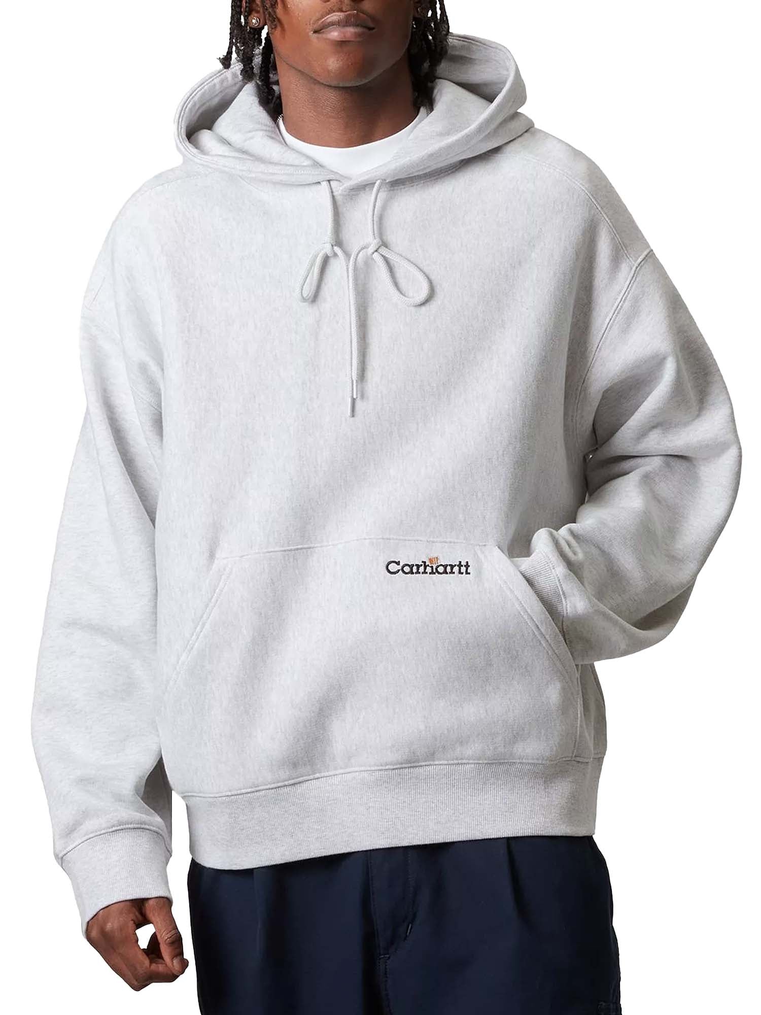 Carhartt Wip Hooded Label Script Sweat Grigio