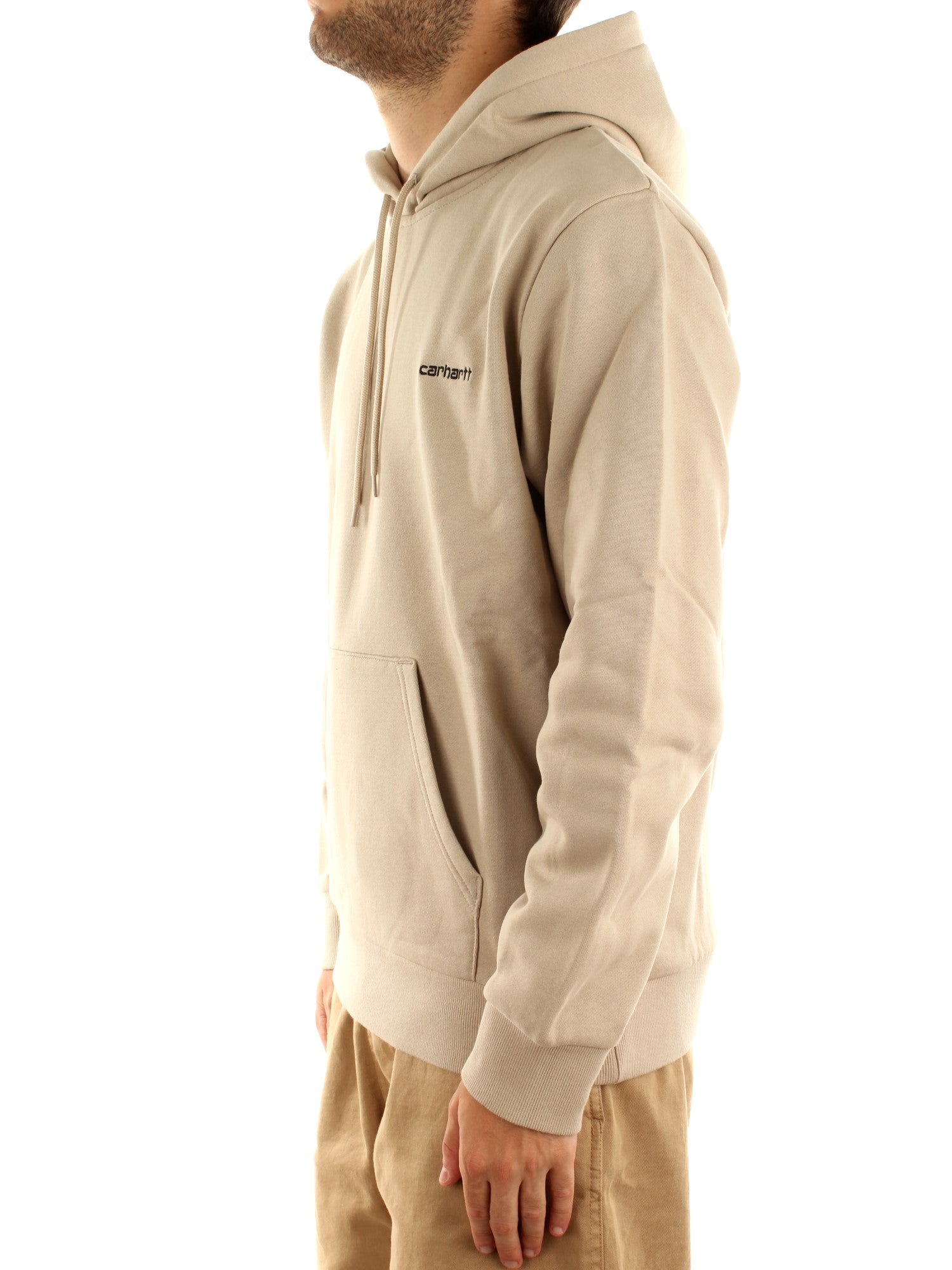 Carhartt Wip Hooded Script Embroidery Sweat Beige