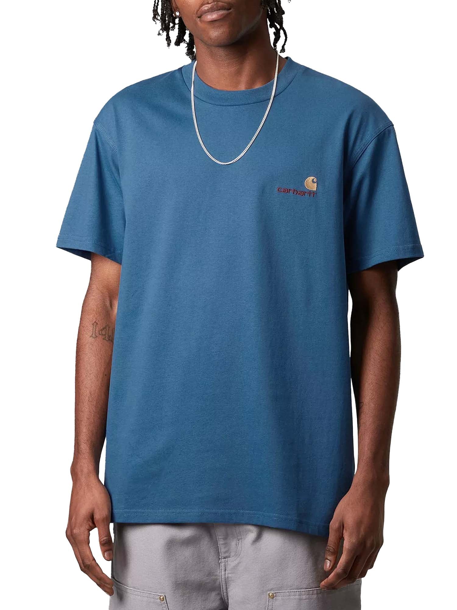 Carhartt Wip S/S American Script T-Shirt Blu