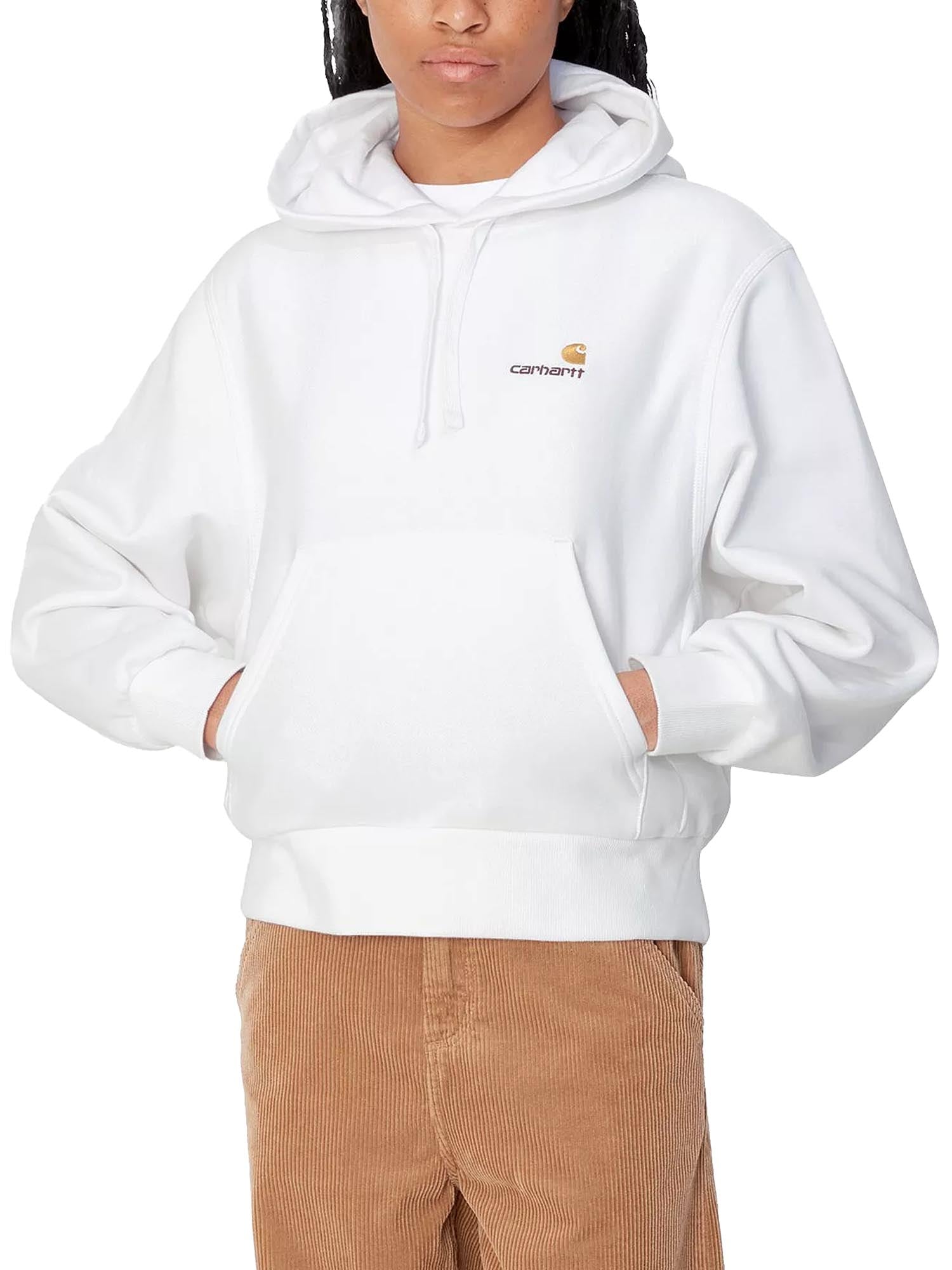 Carhartt Wip W' Hooded American Script Sweatshirt Bianco