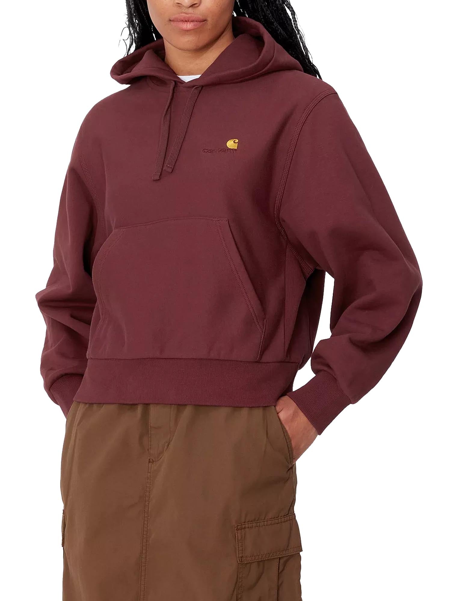 Carhartt Wip W' Hooded American Script Sweatshirt Rosso