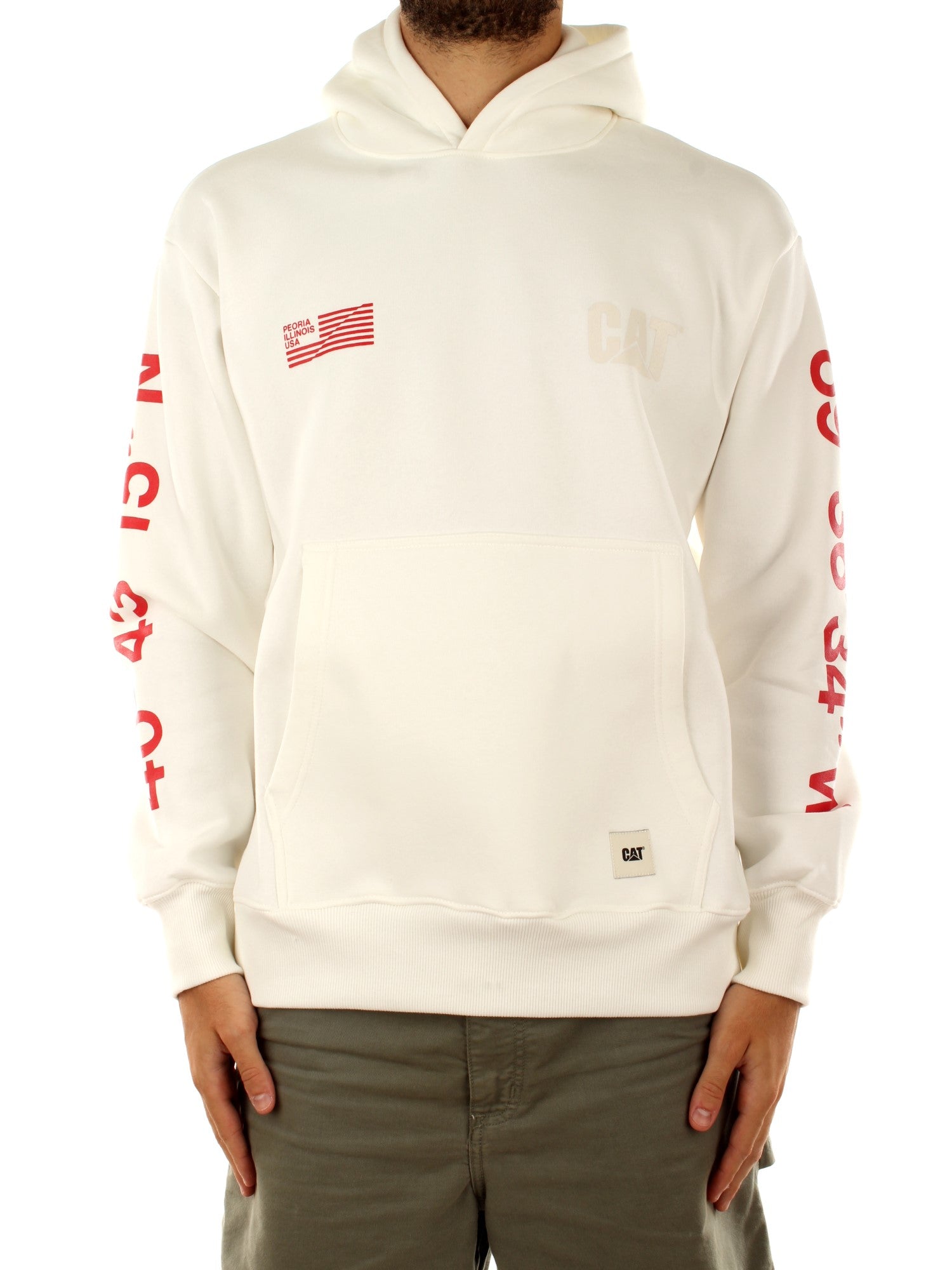 Cat Wwr Flag Hoodie Bianco