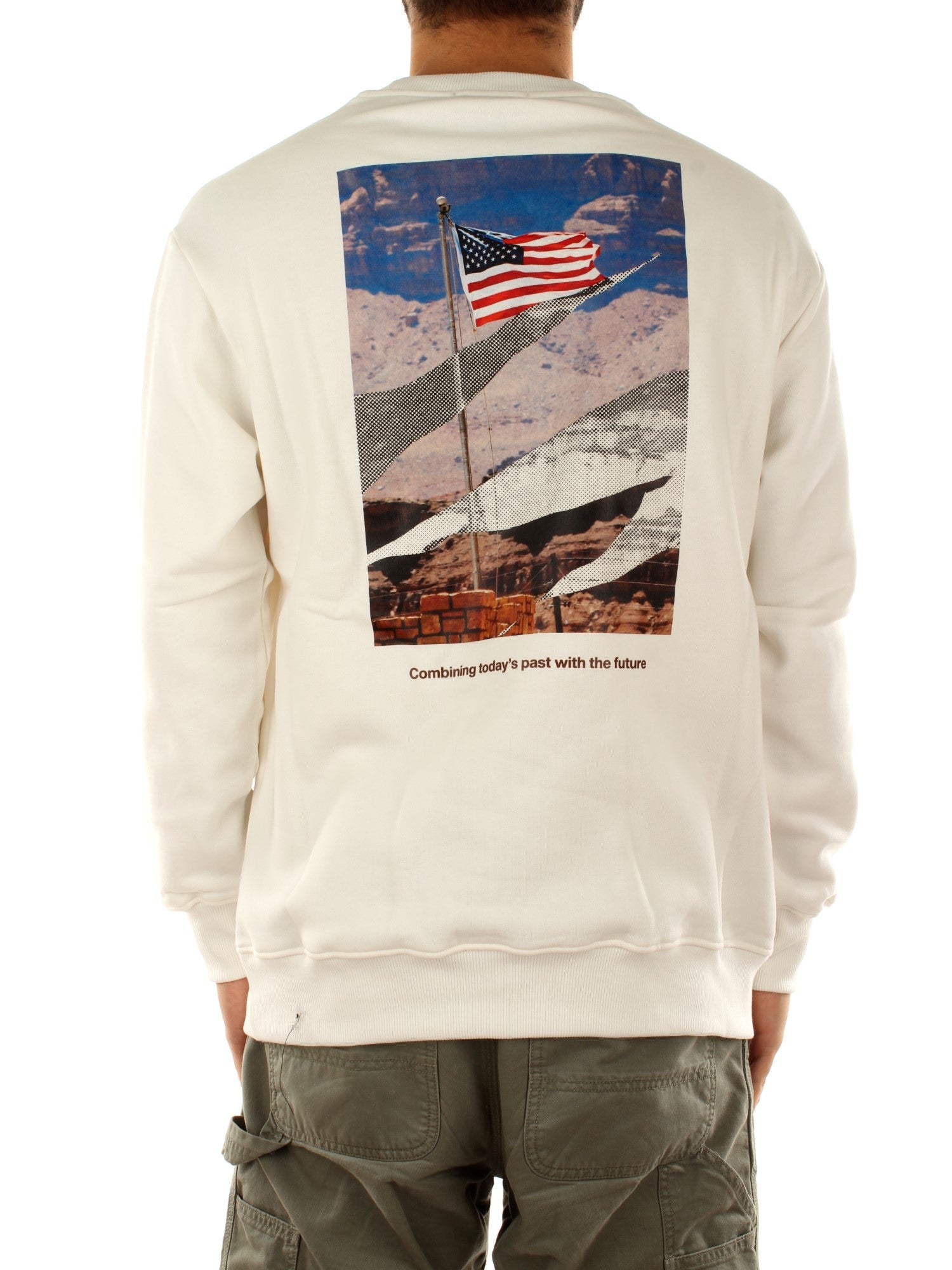 Cat Wwr Stars And Stripes Crewneck Bianco