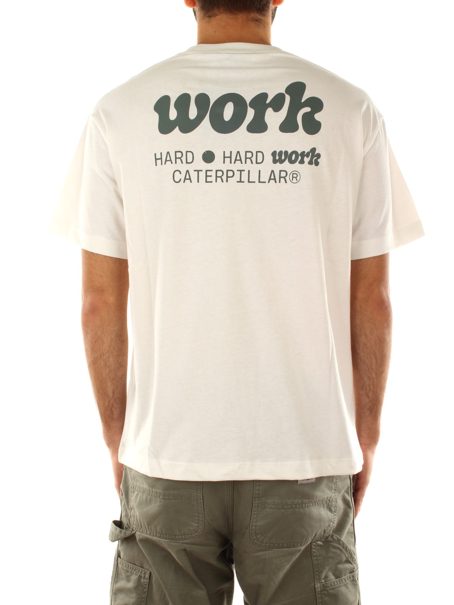 Cat Wwr Work T-Shirt Bianco