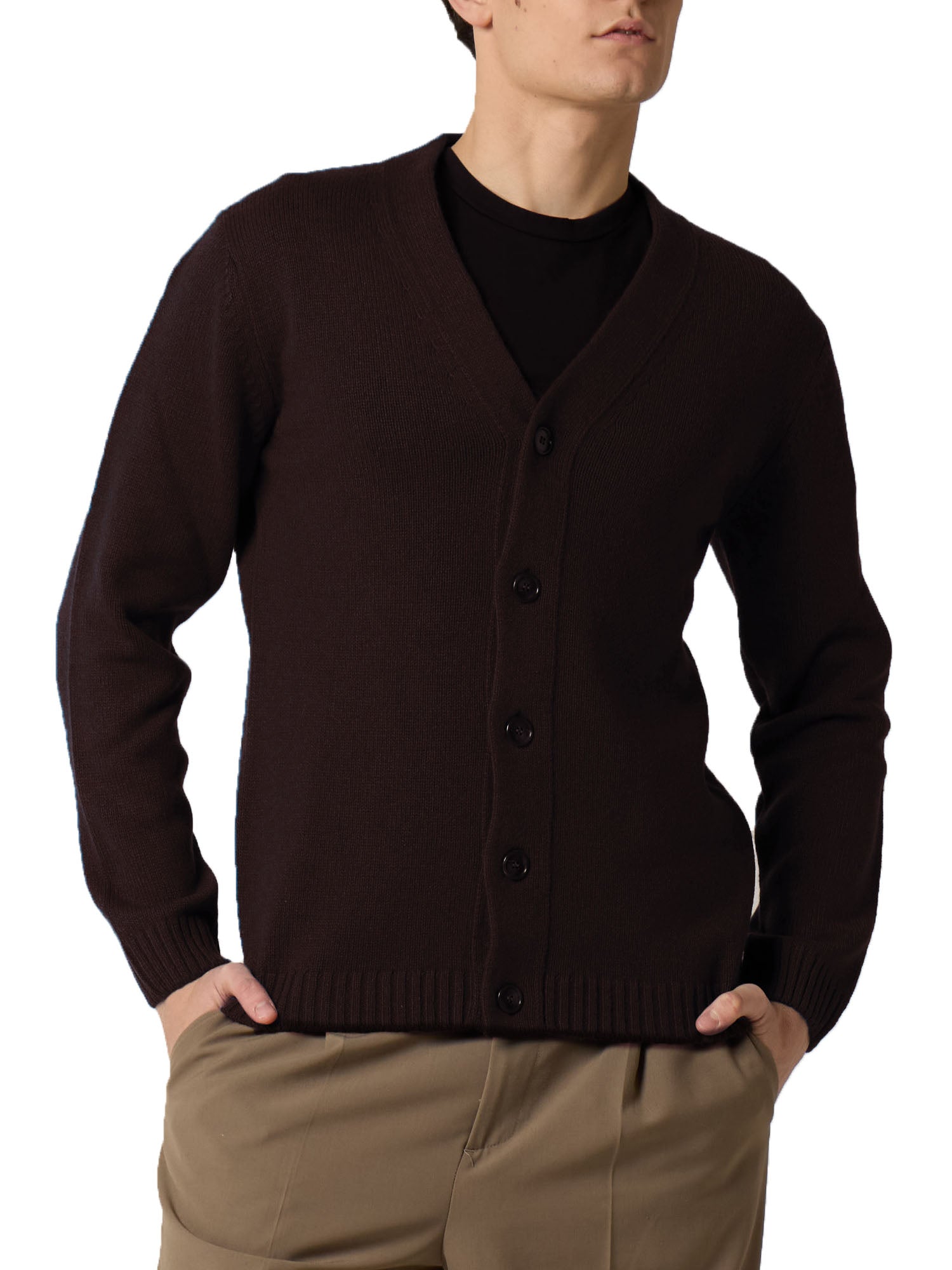 Daniele Fiesoli Cardigan Bottoni Rasato Merino Marrone