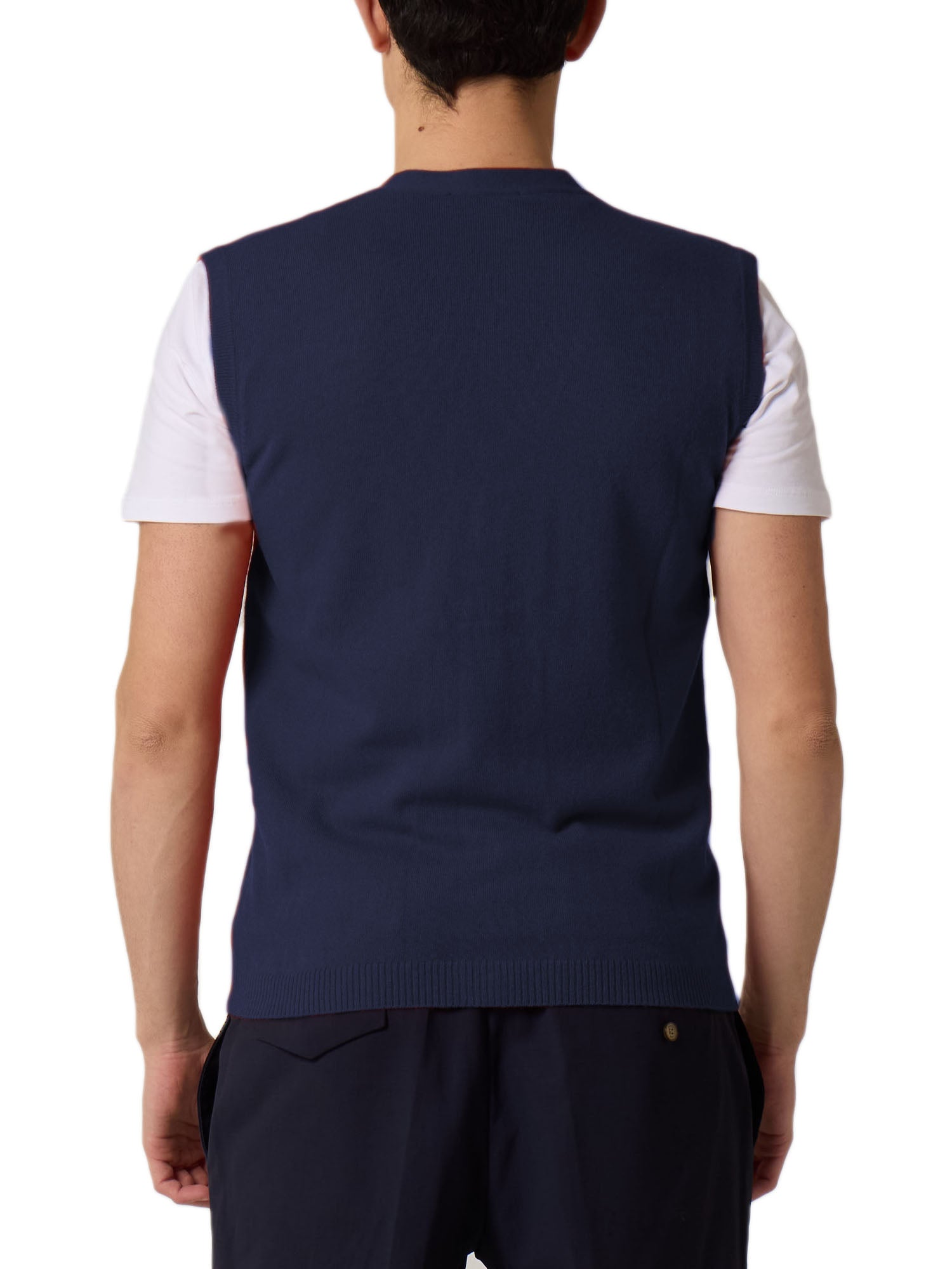 Daniele Fiesoli Gilet Rasato Merino Cashmere Blu