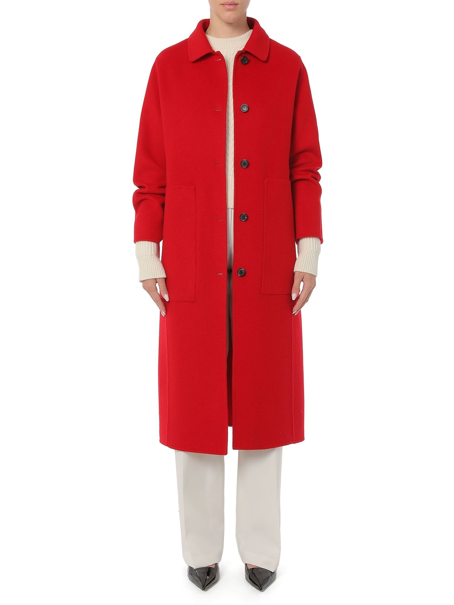 Department Five Flock Cappotto Monopetto in Panno Rosso