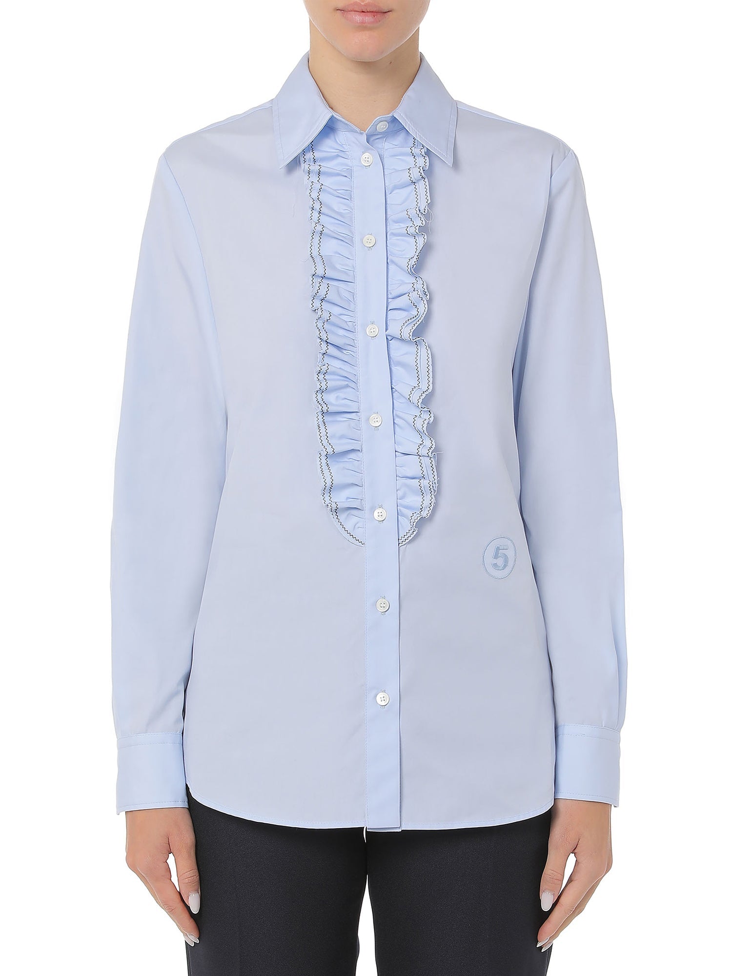 Department Five Riri Camicia Con Rouches Popeline Azzurro