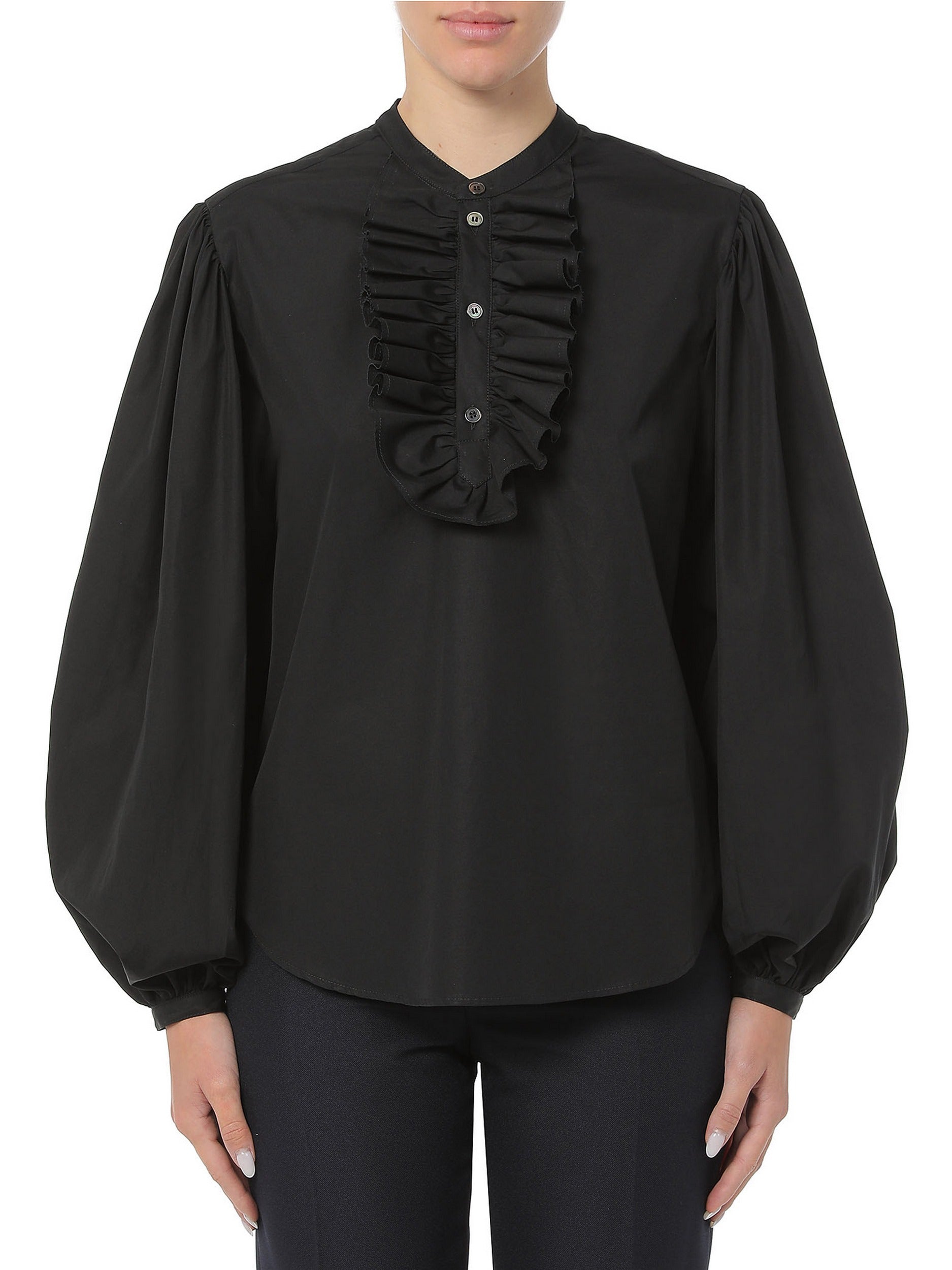 Department Five Tal Blusa Con Rouches Popeline Nero