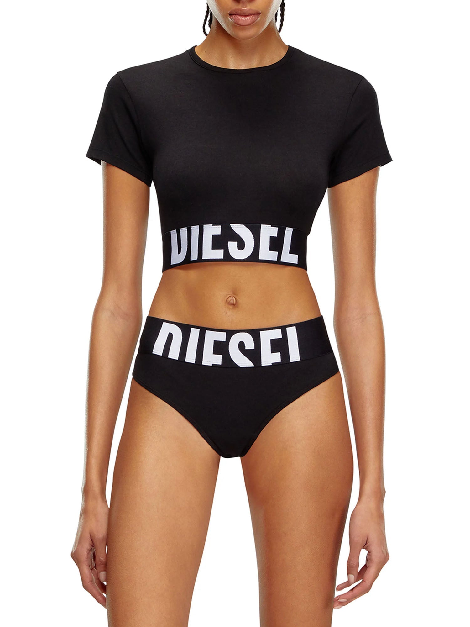 Diesel Uftee Sport Cropped T-Shirt Nero