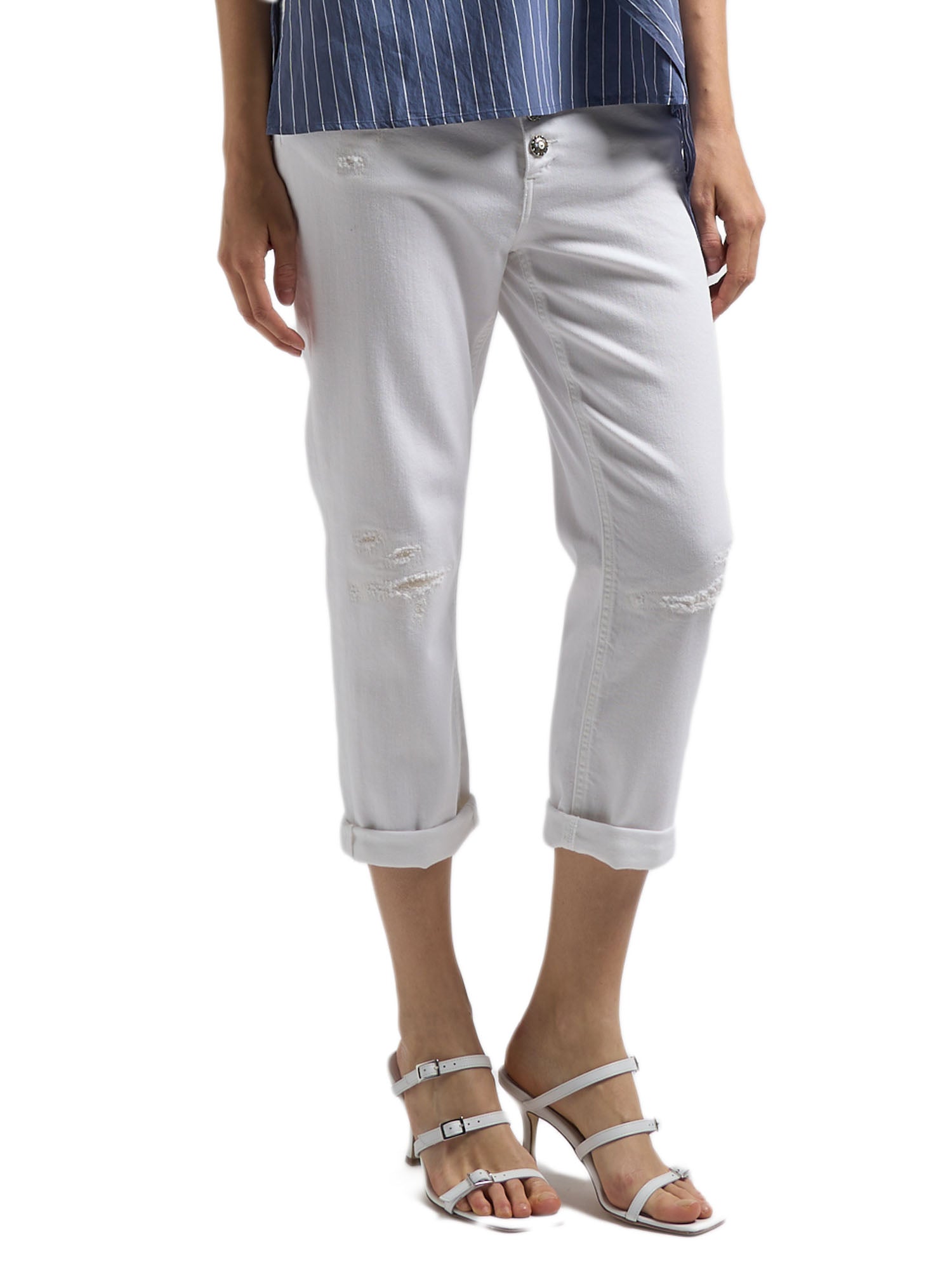 Dondup Pantalone Koons Gioiello Donna Bianco