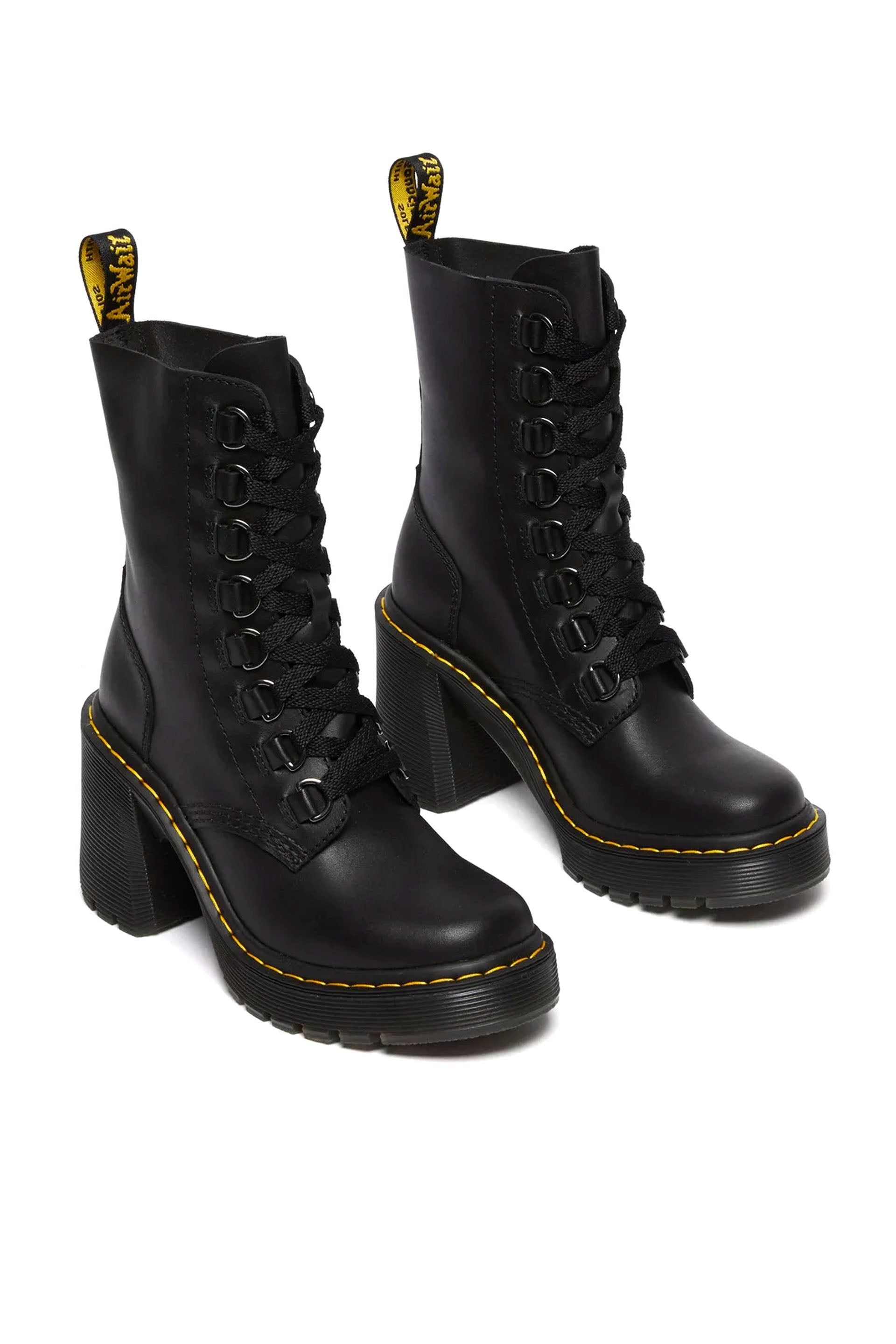 Dr. Martens Stivali di pelle con tacco flared Chesney Nero