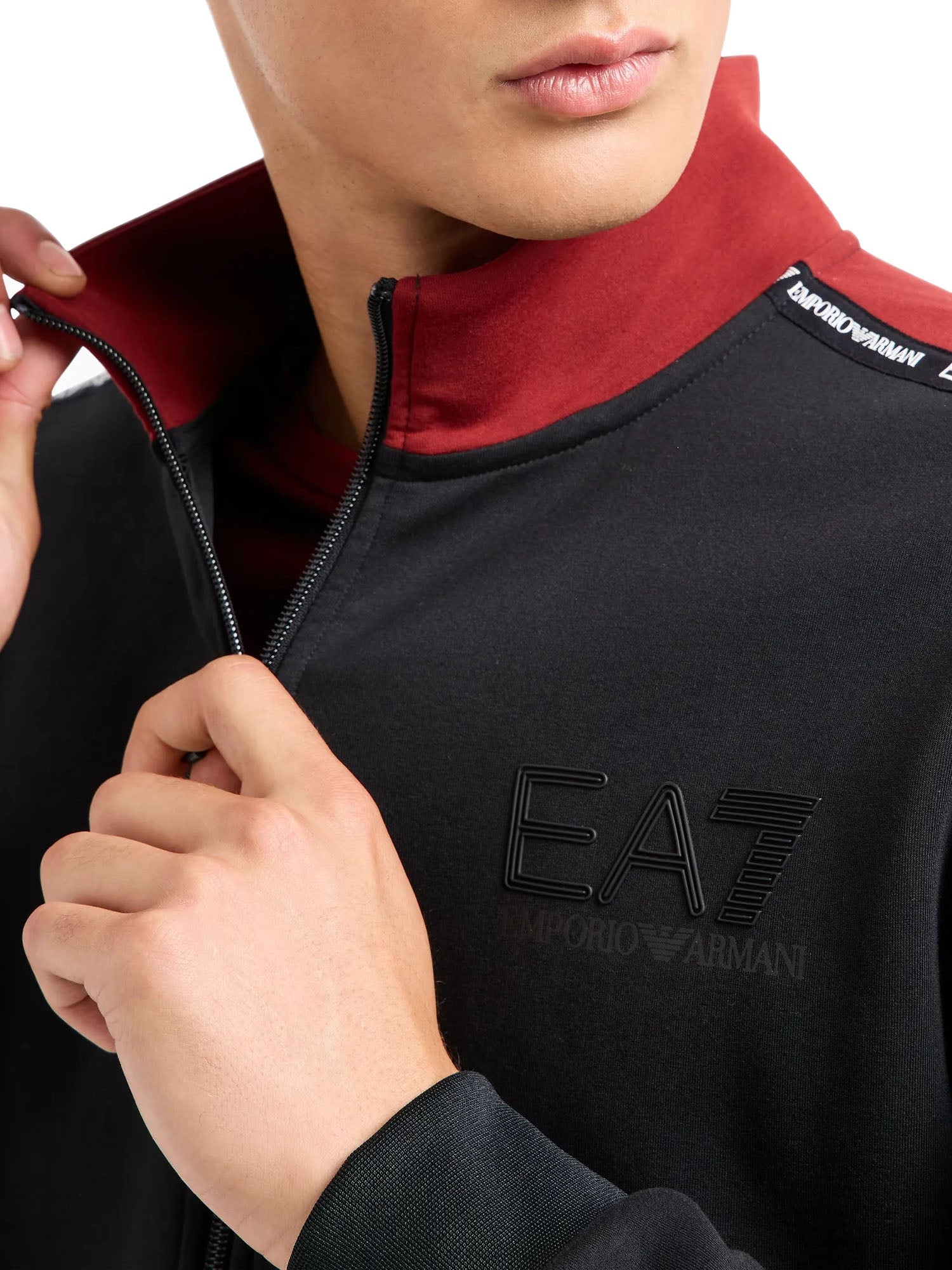 Ea7 Felpa con zip Logo Series Nero