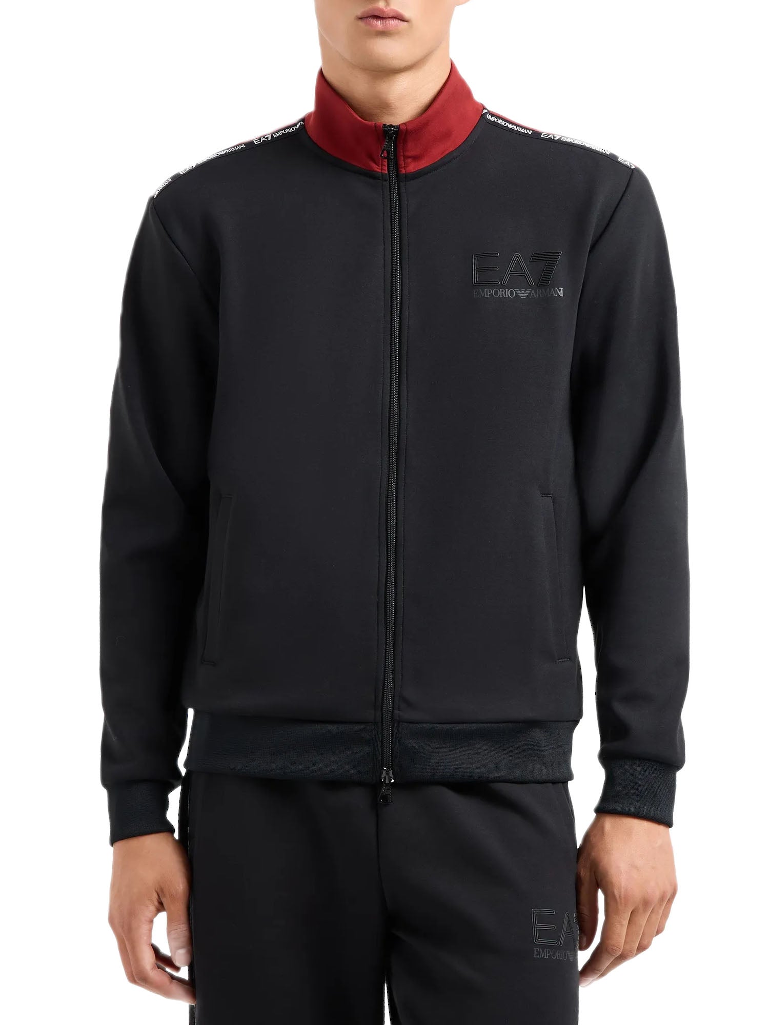 Ea7 Felpa con zip Logo Series Nero