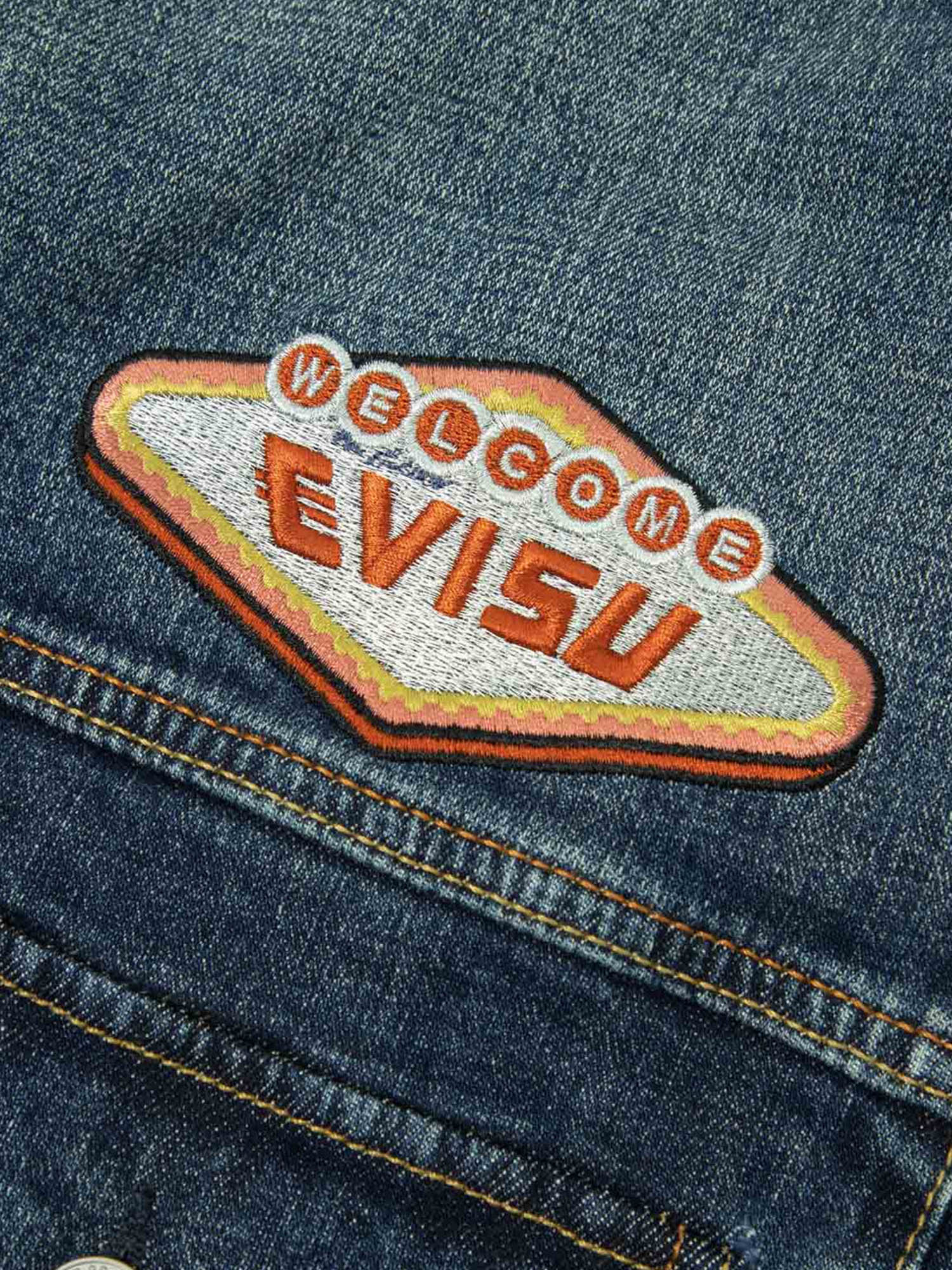 Evisu Ebisu Embroidery Loose Fit Denim Jacket Blu