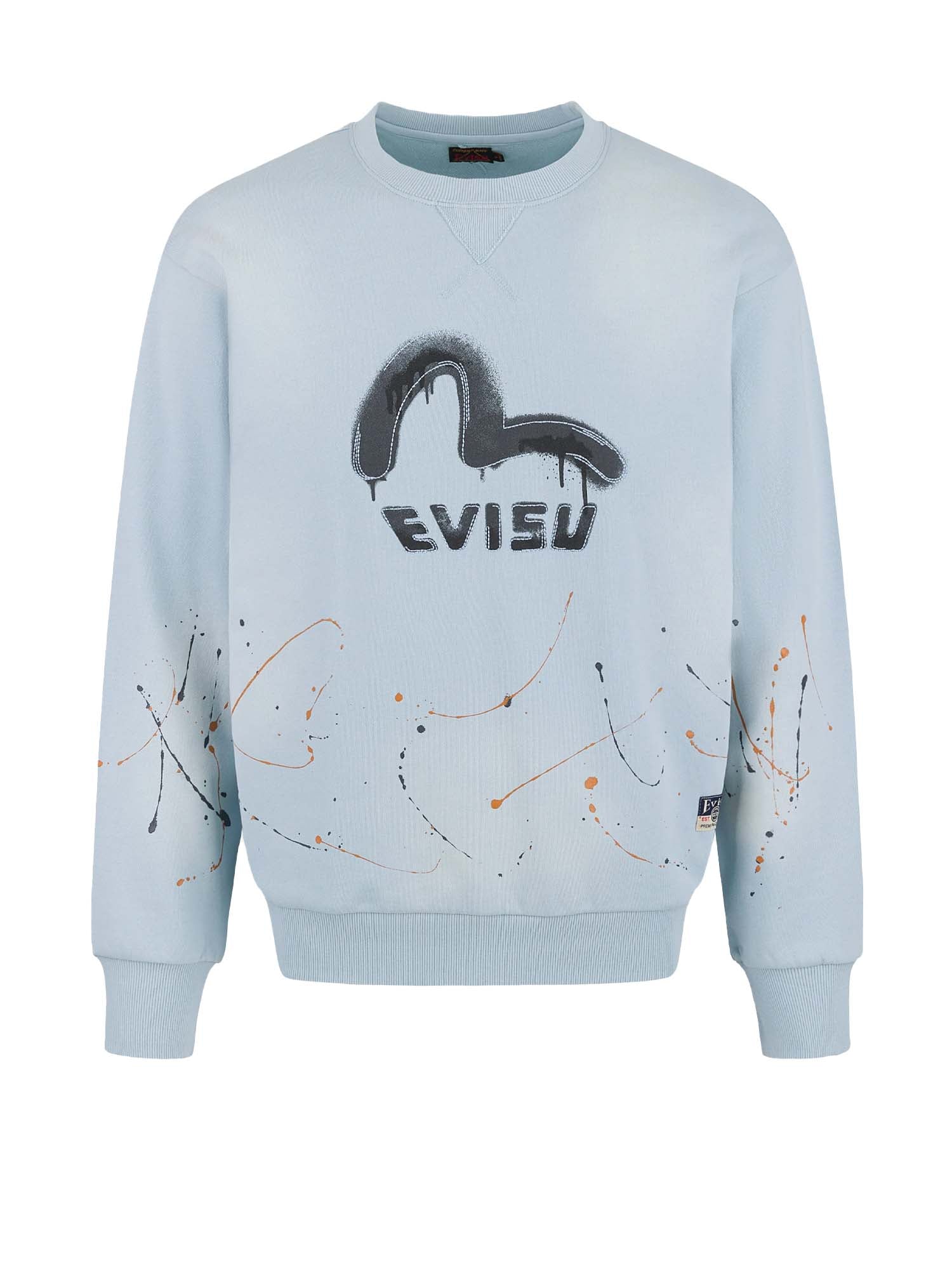 Evisu Felpa Relax Fit con Logo e Stampa Gabbiano Blu