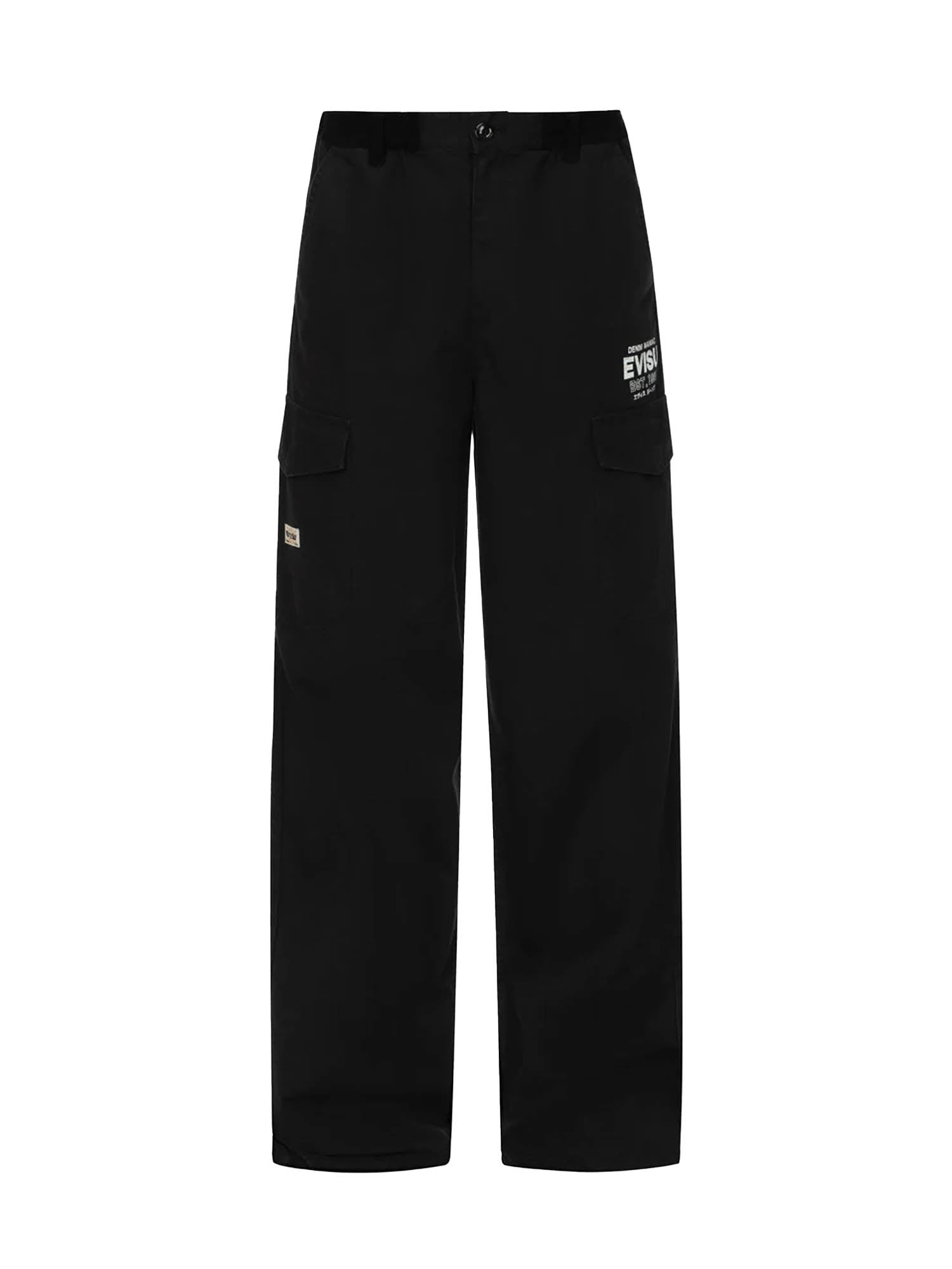 Evisu Hand Brush Daicock Print Baggy Pants Nero