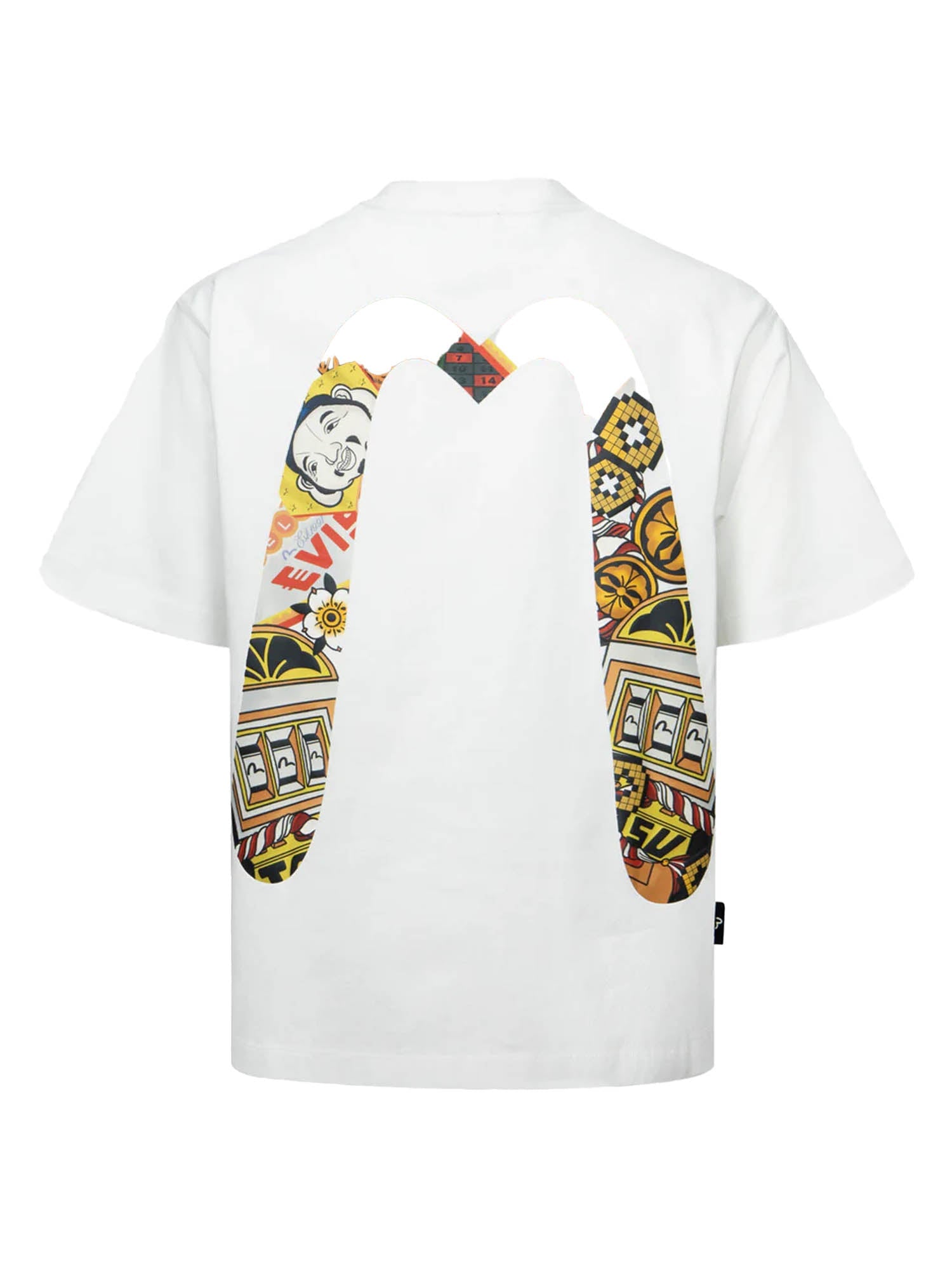 Evisu Lucky Slot Machine Daicock Print Relax Fit T-shirt Bianco