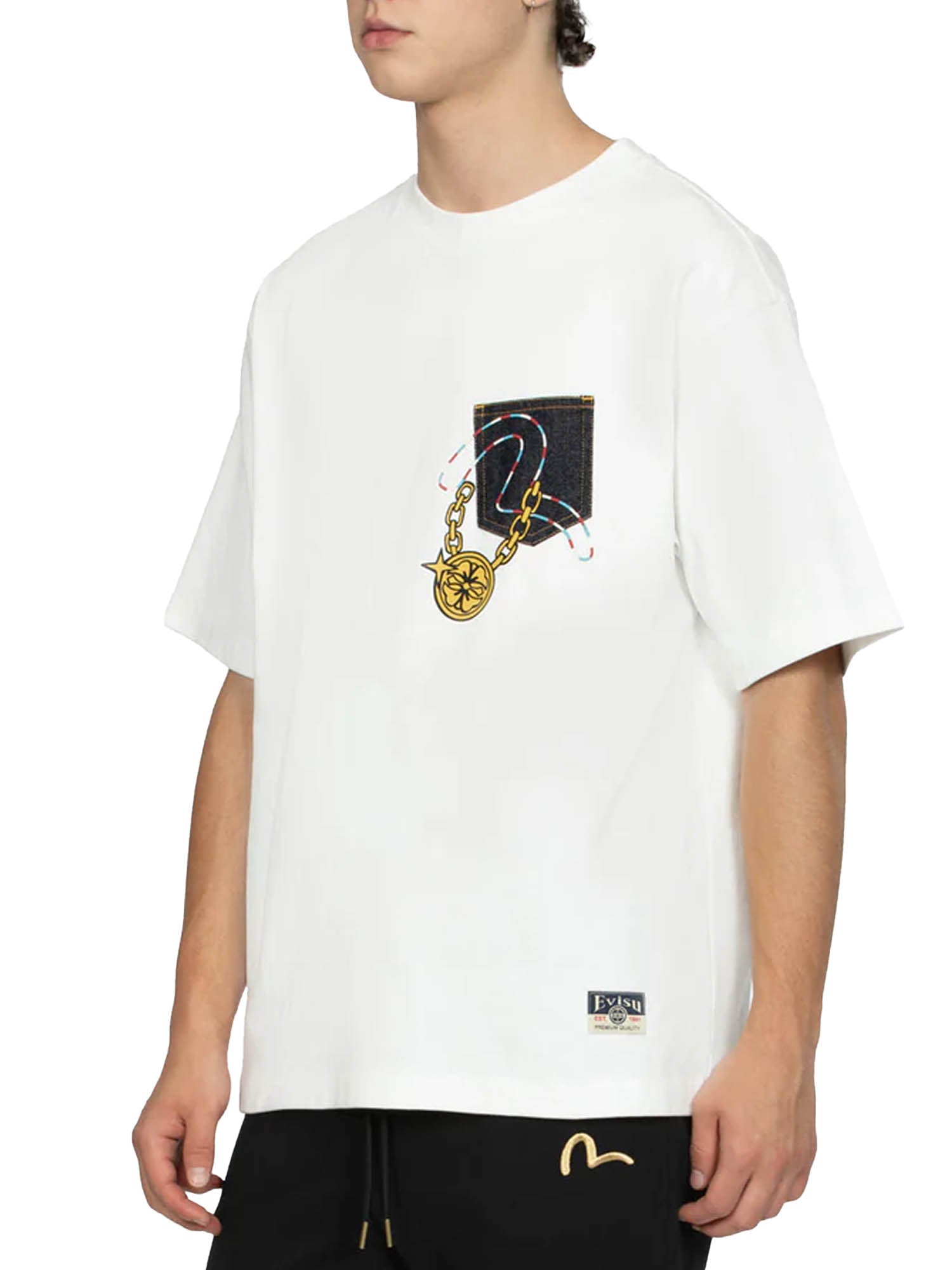 Evisu Lucky Slot Machine Daicock Print Relax Fit T-shirt Bianco