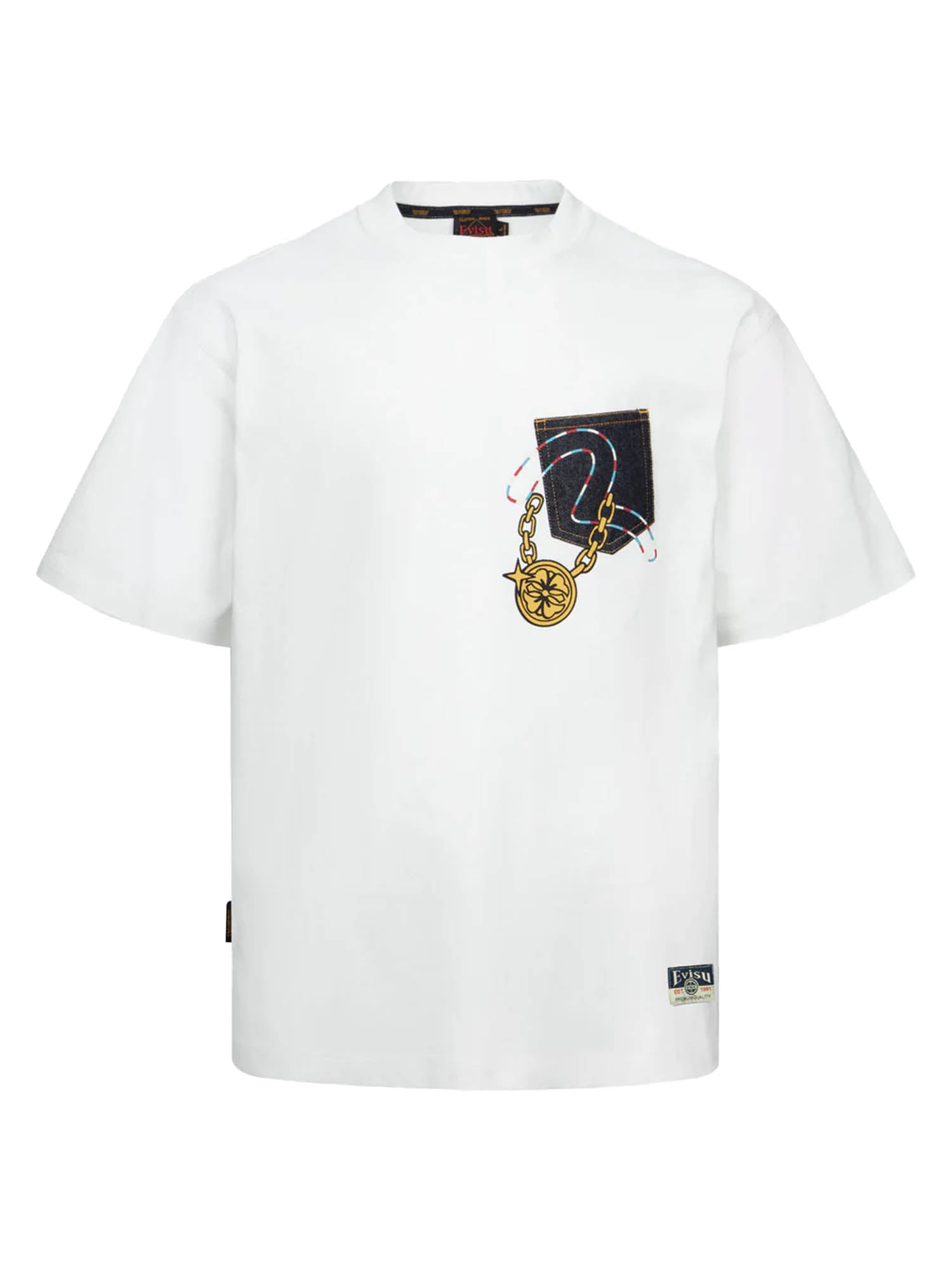 Evisu Lucky Slot Machine Daicock Print Relax Fit T-shirt Bianco