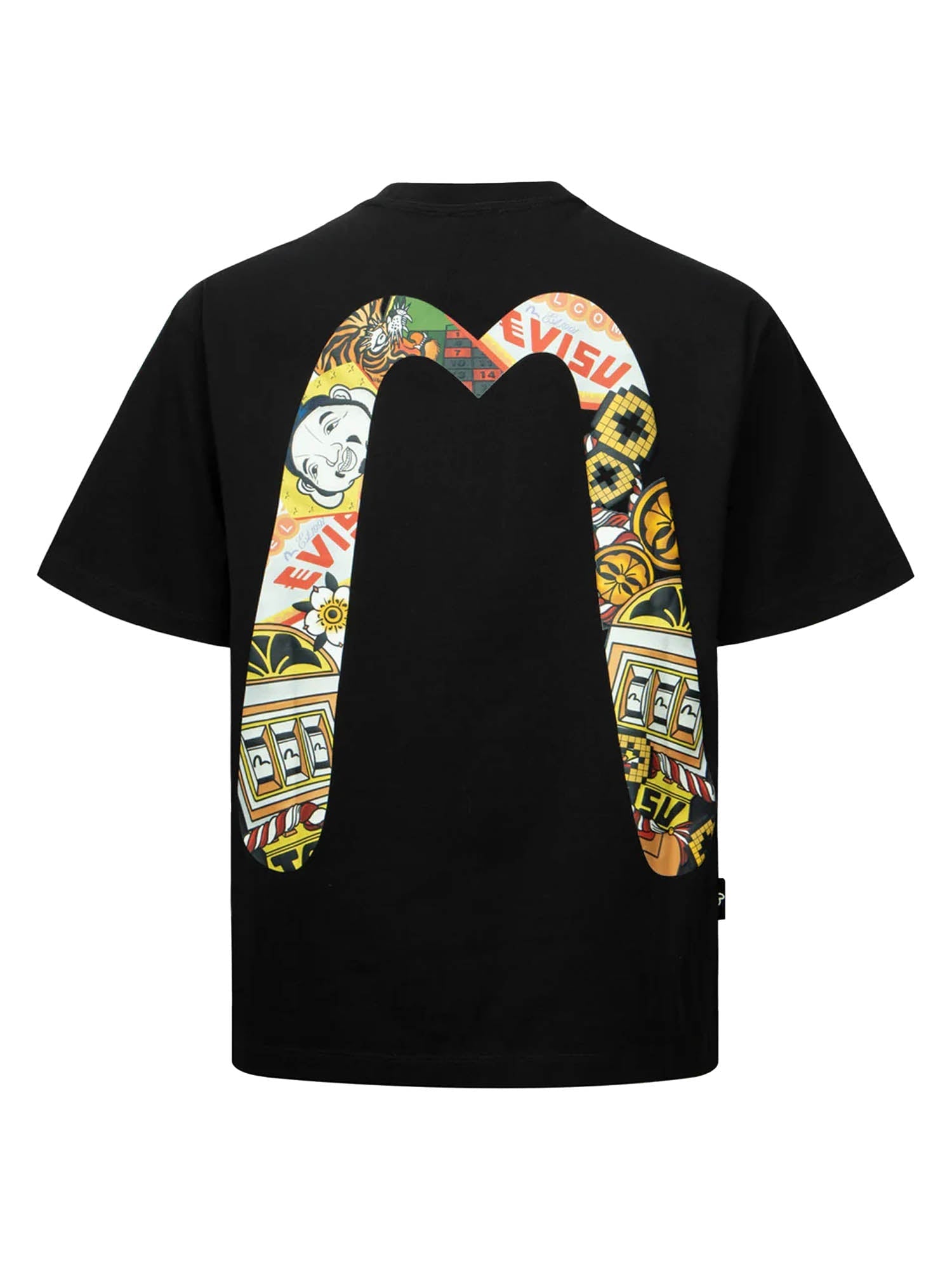 Evisu Lucky Slot Machine Daicock Print Relax Fit T-shirt Nero