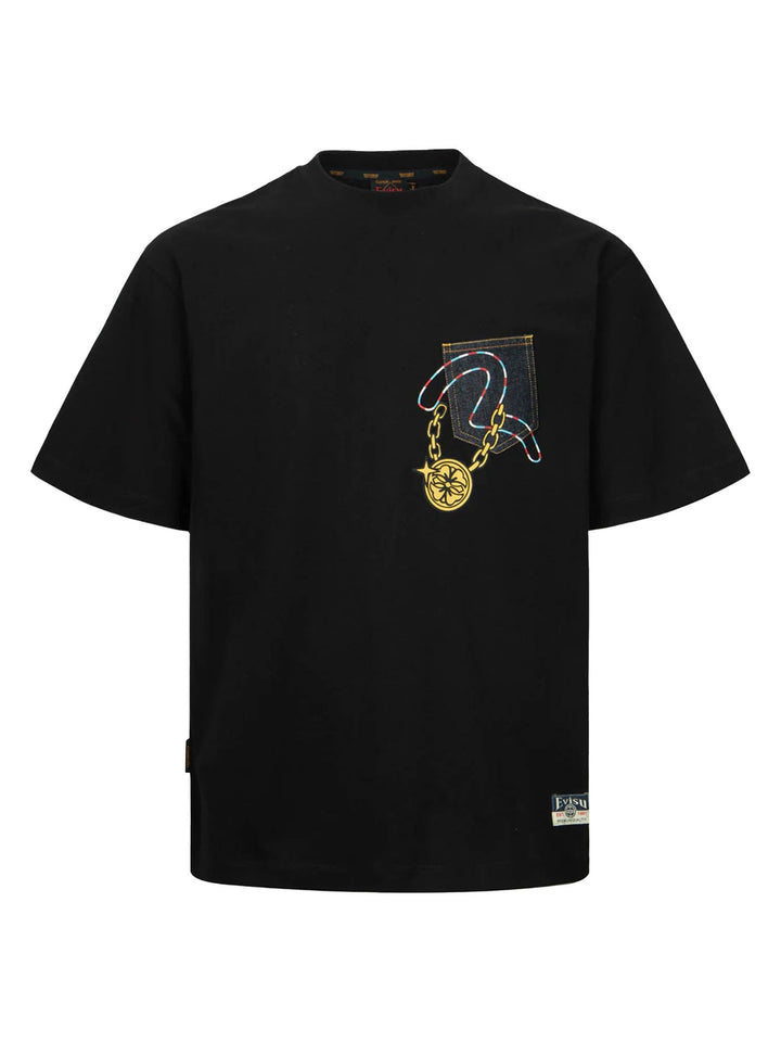 Evisu Lucky Slot Machine Daicock Print Relax Fit T-shirt Nero