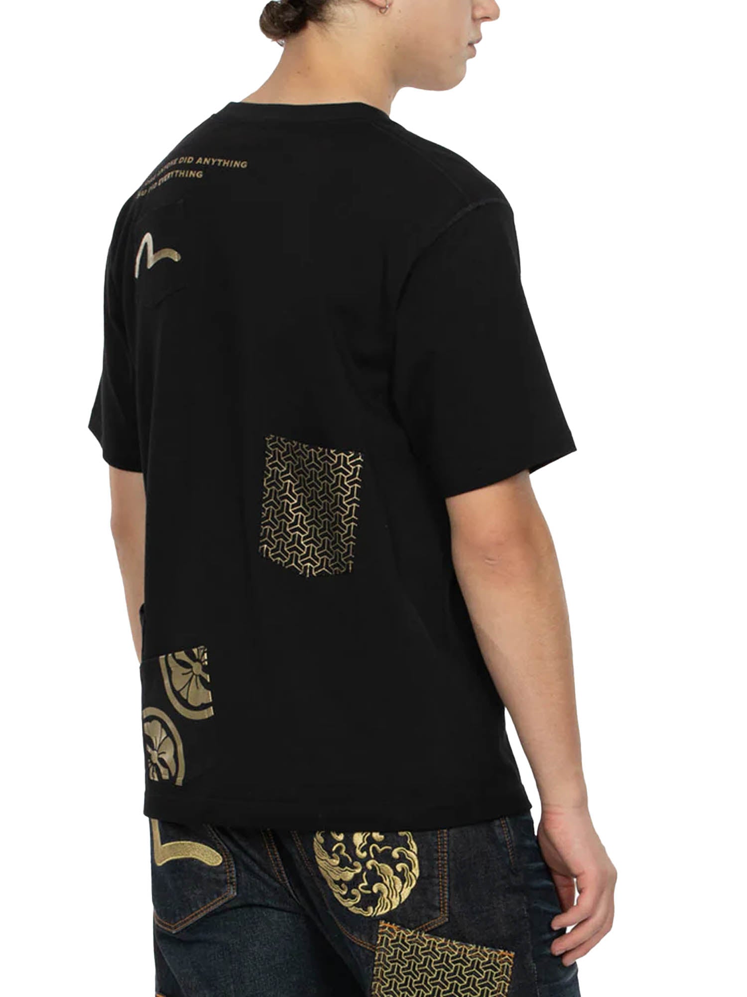 Evisu Multi-print and Multi-pocket Regular Fit T-shirt Nero