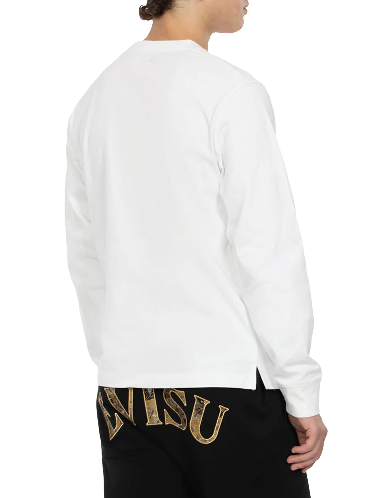 Evisu Seagull Brocade Appliqué Regular Fit Long-Sleeve T-shirt Bianco