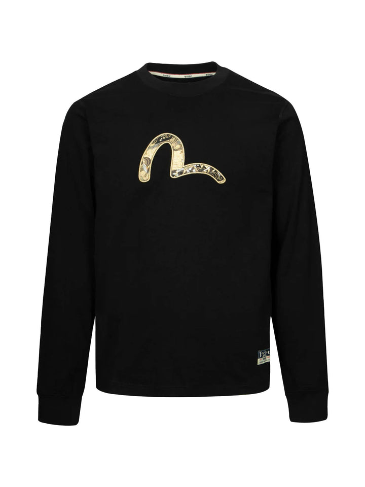 Evisu Seagull Brocade Appliqué Regular Fit Long-Sleeve T-shirt Nero