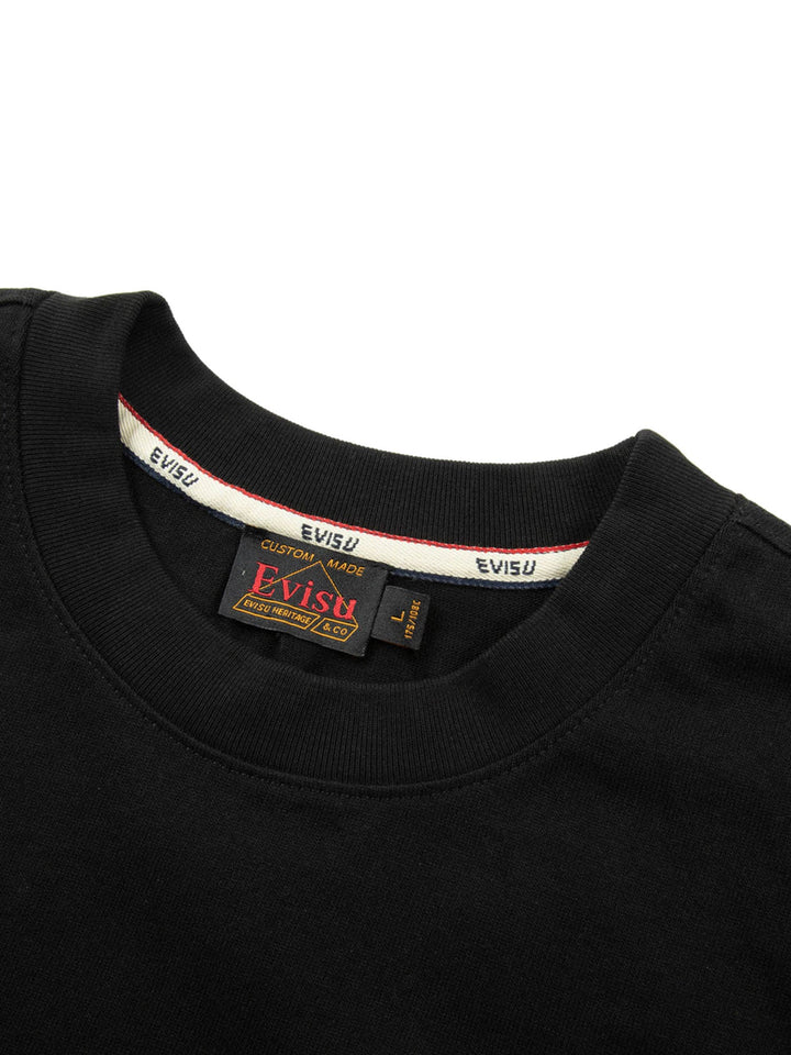 Evisu Seagull Embroidery and Carp Print Relax Fit T-shirt Nero