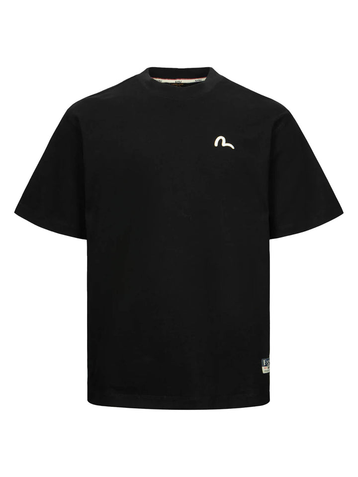 Evisu Seagull Embroidery and Carp Print Relax Fit T-shirt Nero