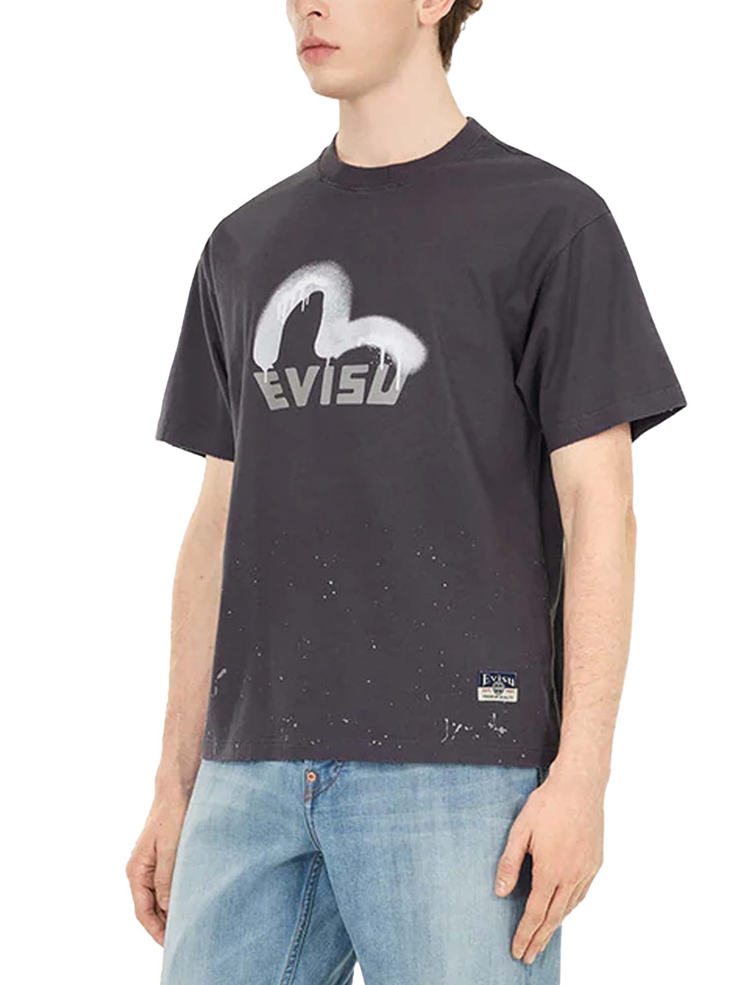 Evisu T-shirt Relax Fit con stampa logo e gabbiano Grigio