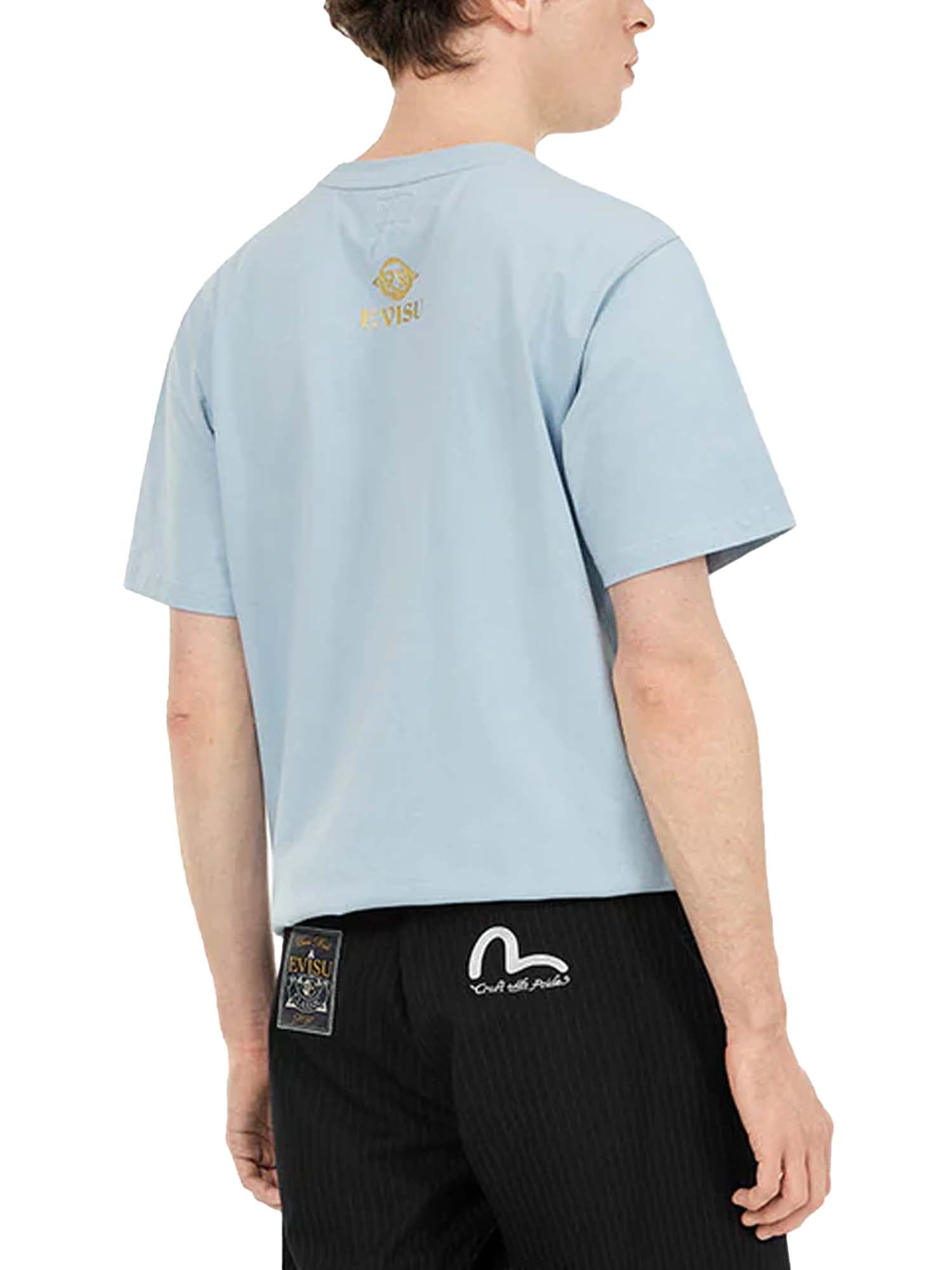 Evisu T-shirt vestibilità regolare con applicazione di gabbiano in broccato Blu