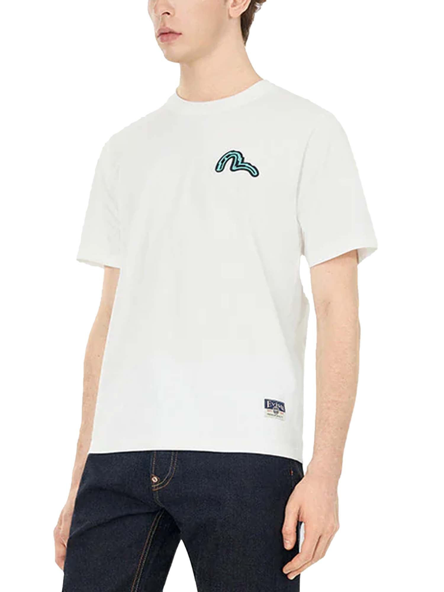 Evisu T-shirt vestibilità regolare con stampa gabbiano e totem Daruma Bianco