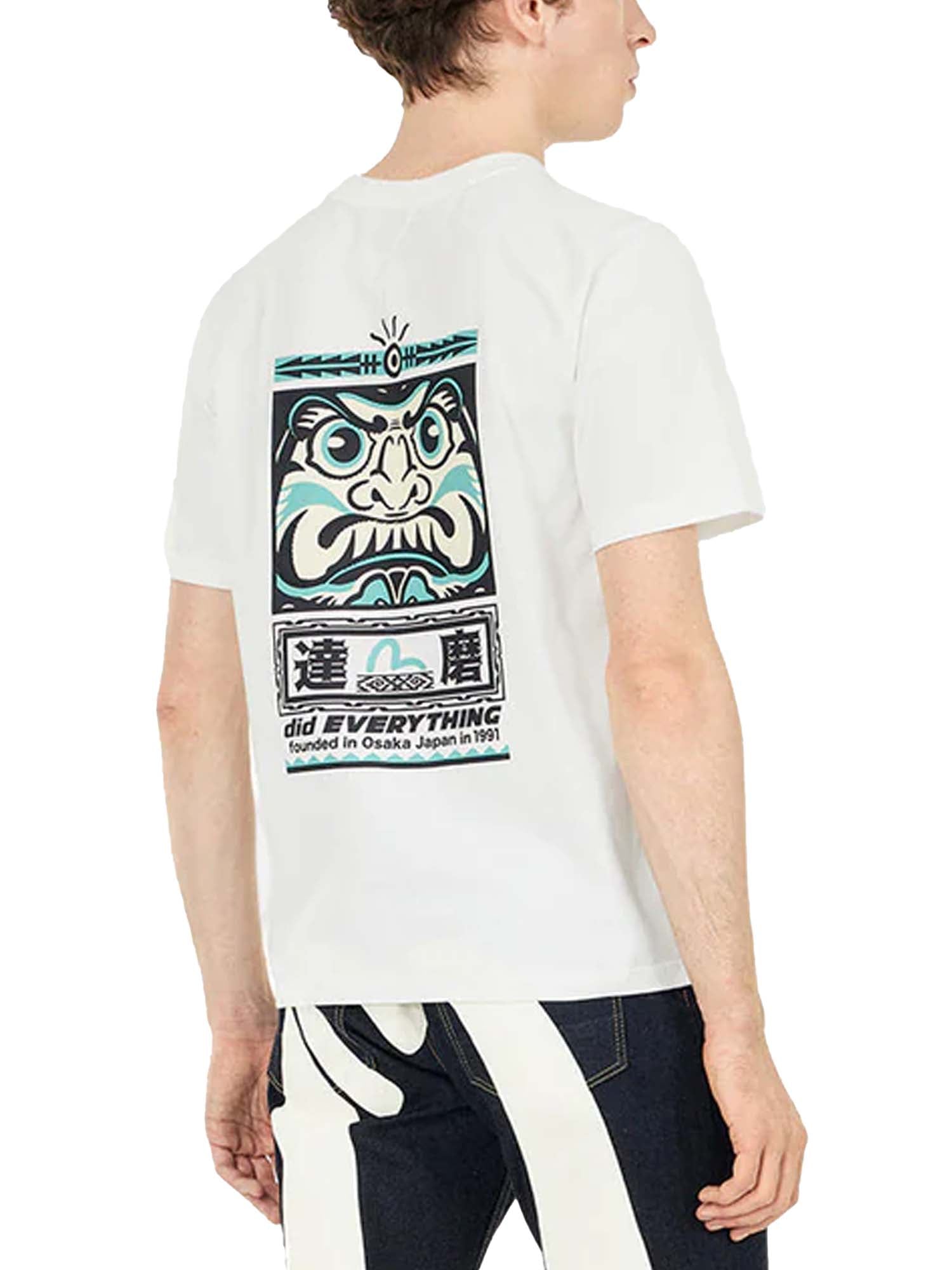 Evisu T-shirt vestibilità regolare con stampa gabbiano e totem Daruma Bianco