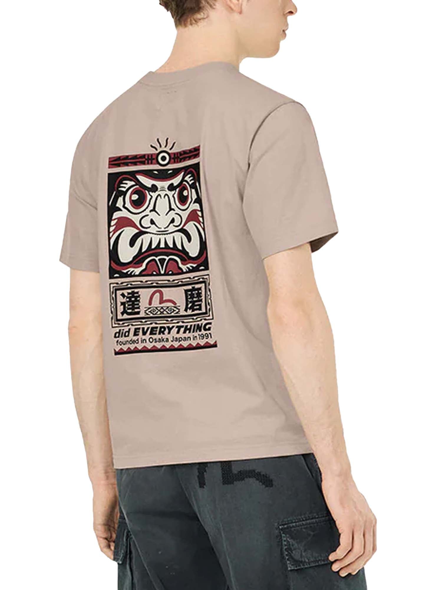 Evisu T-shirt vestibilità regolare con stampa gabbiano e totem Daruma Marrone