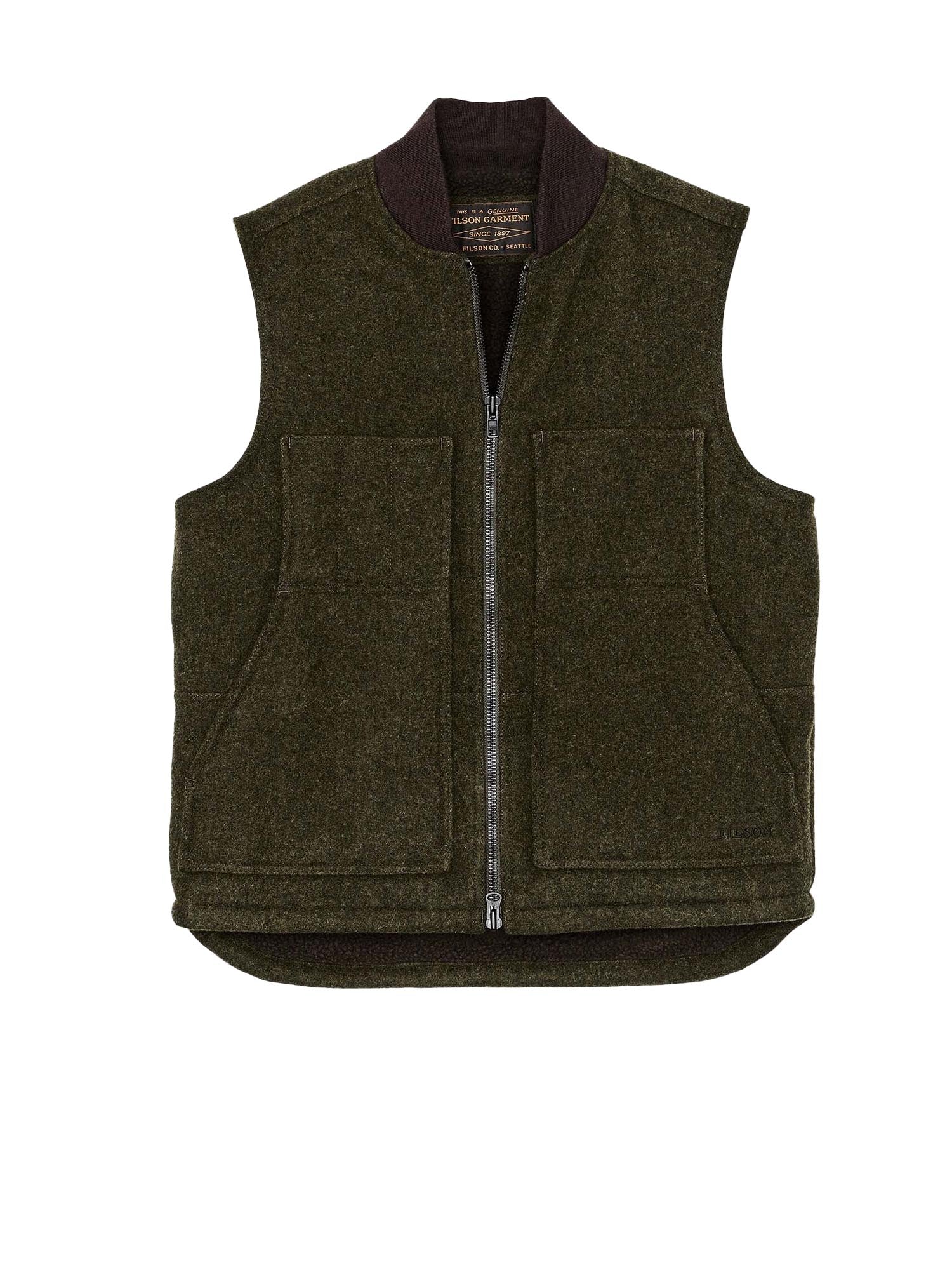 Filson Lined Mackinaw Wool Work Vest Verde