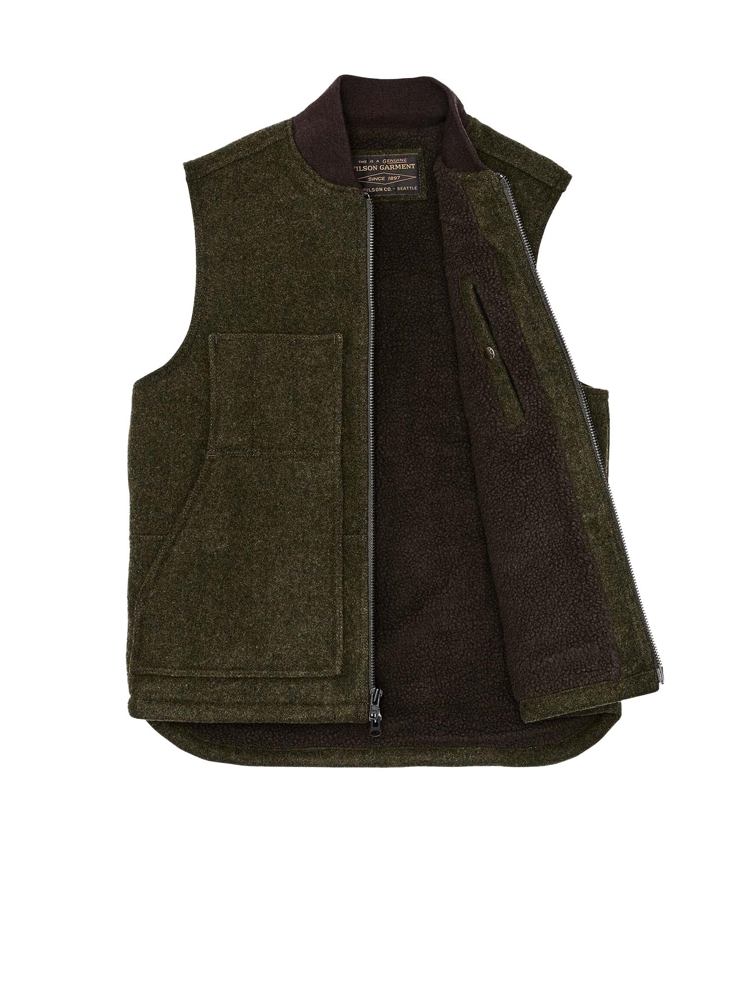 Filson Lined Mackinaw Wool Work Vest Verde